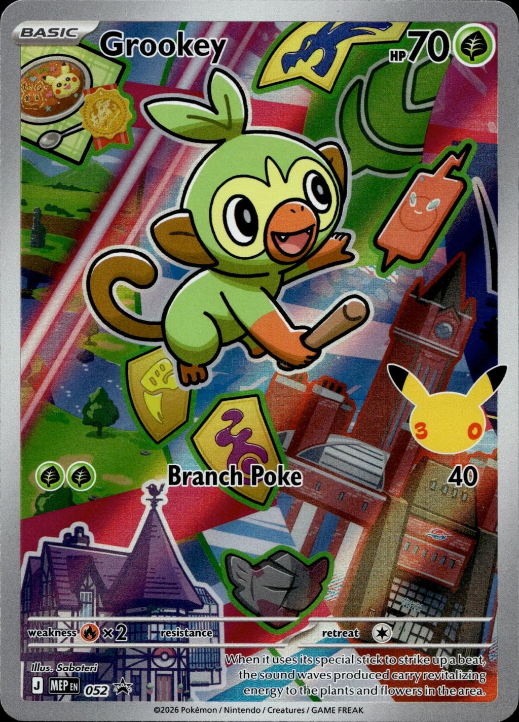 Grookey 052 NM/M Promo ME: Mega Evolution Promo Pokemon Holo