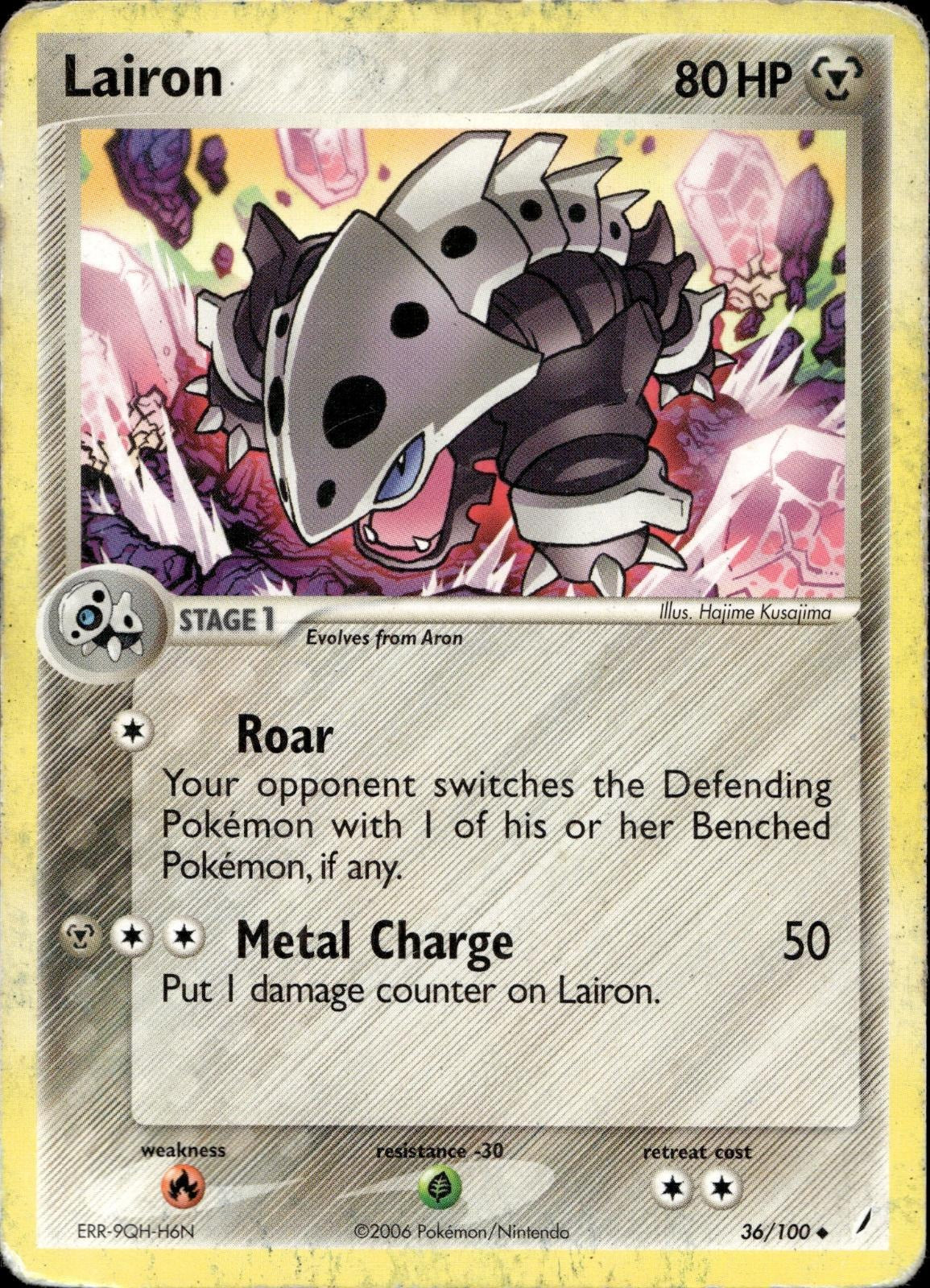 Lairon 36/100 HP Uncommon Crystal Guardians Pokemon
