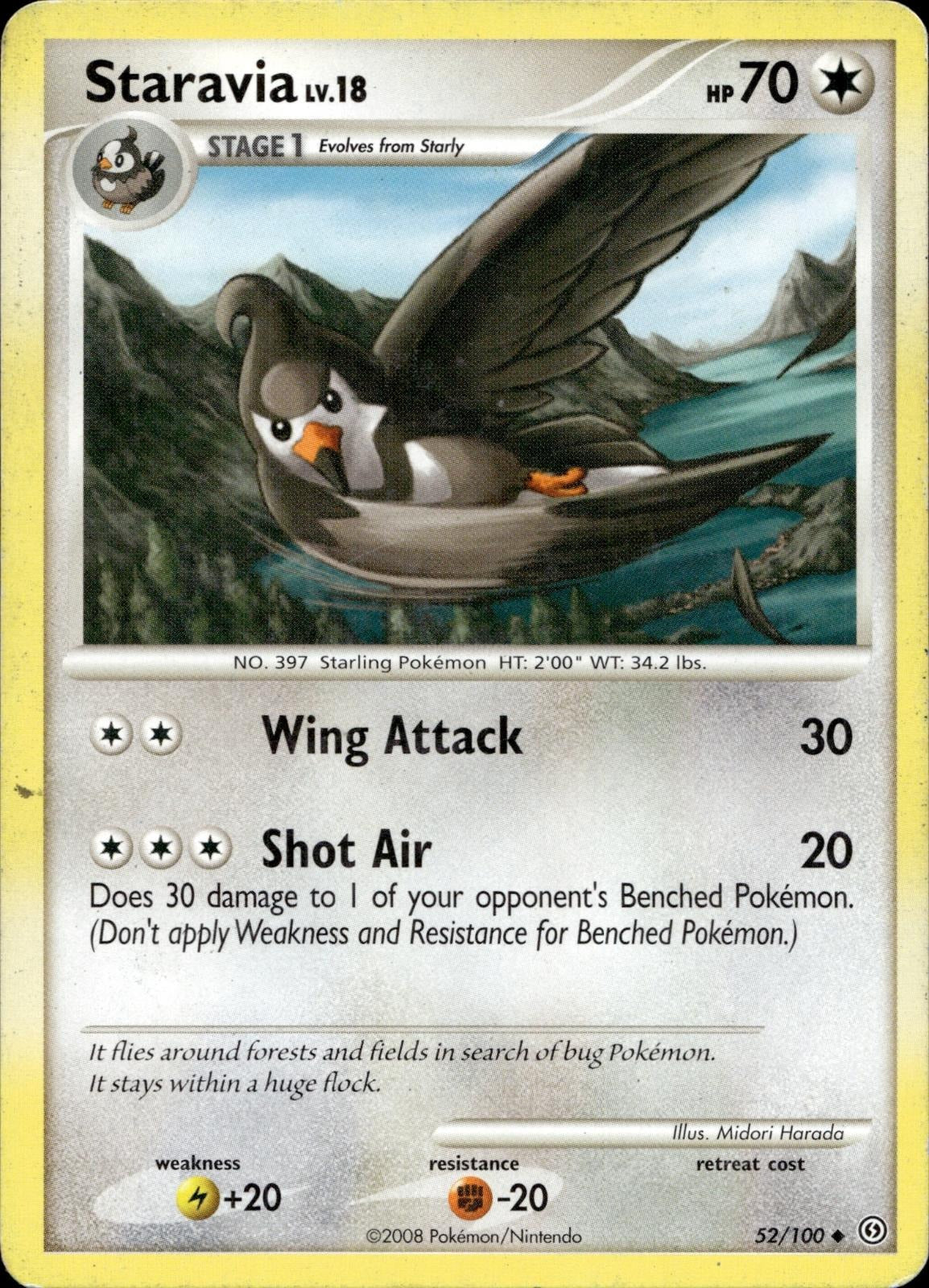 Staravia 52/100 HP Uncommon Stormfront Pokemon