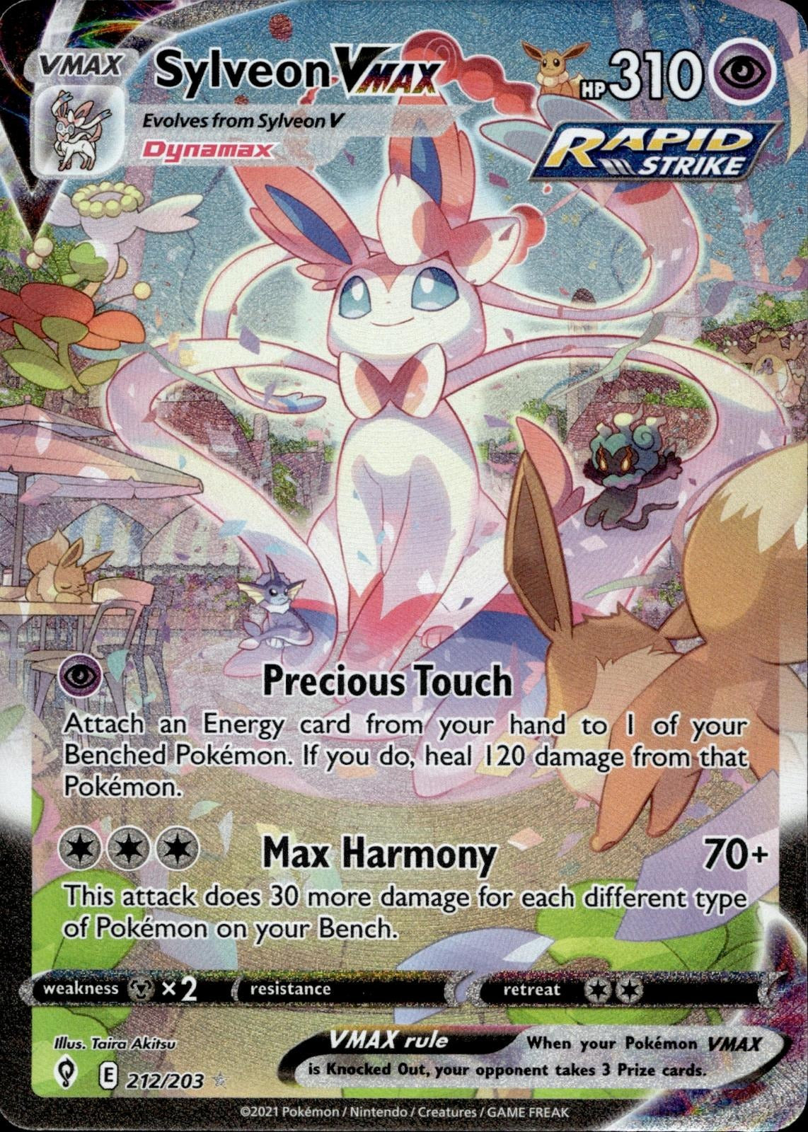 Sylveon VMAX 212/203 NM/M Rainbow Rare Evolving Skies Pokemon Holo