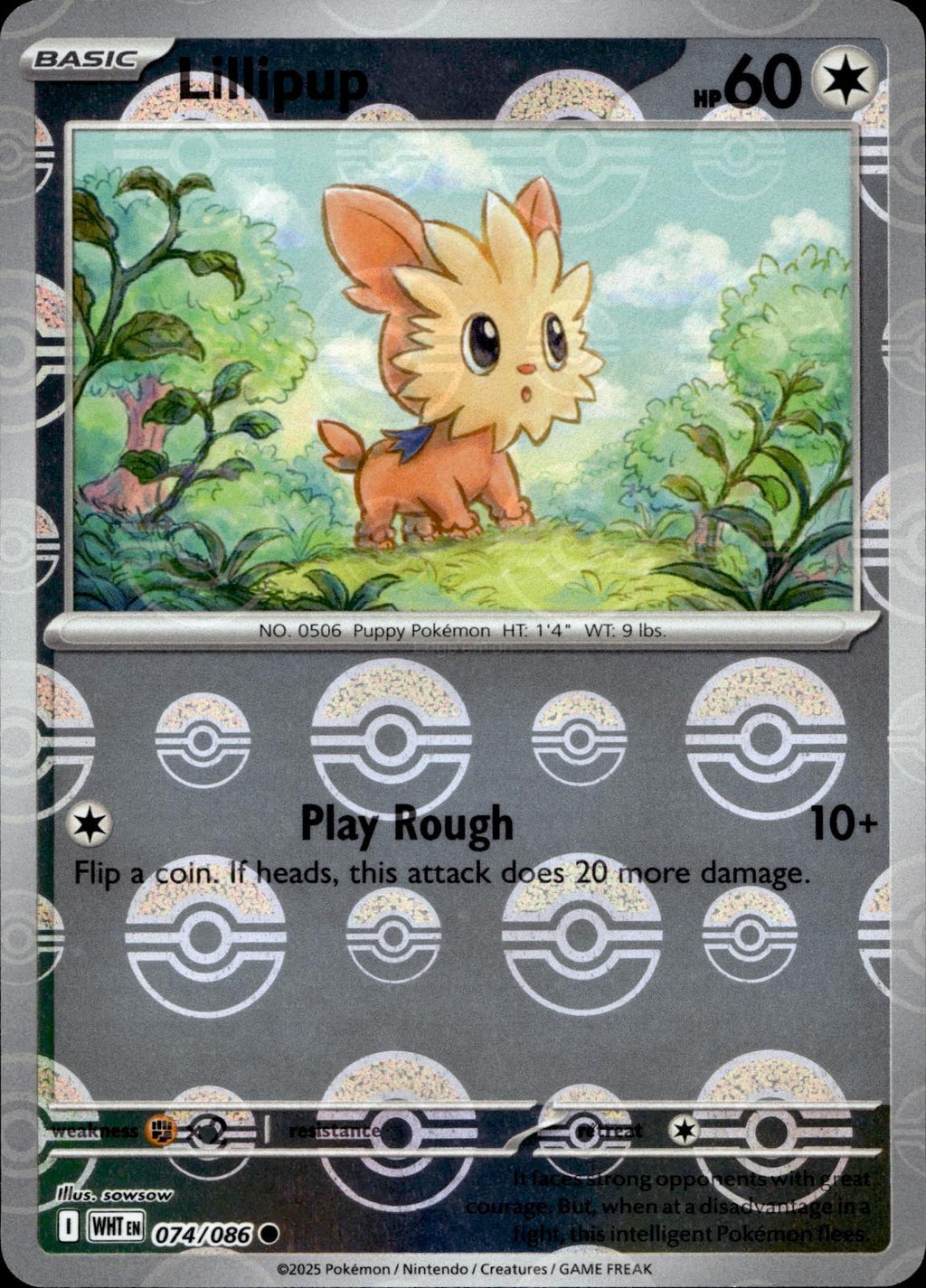 Lillipup (Poke Ball Pattern) 074/086 NM/M Common White Flare Pokemon Holo