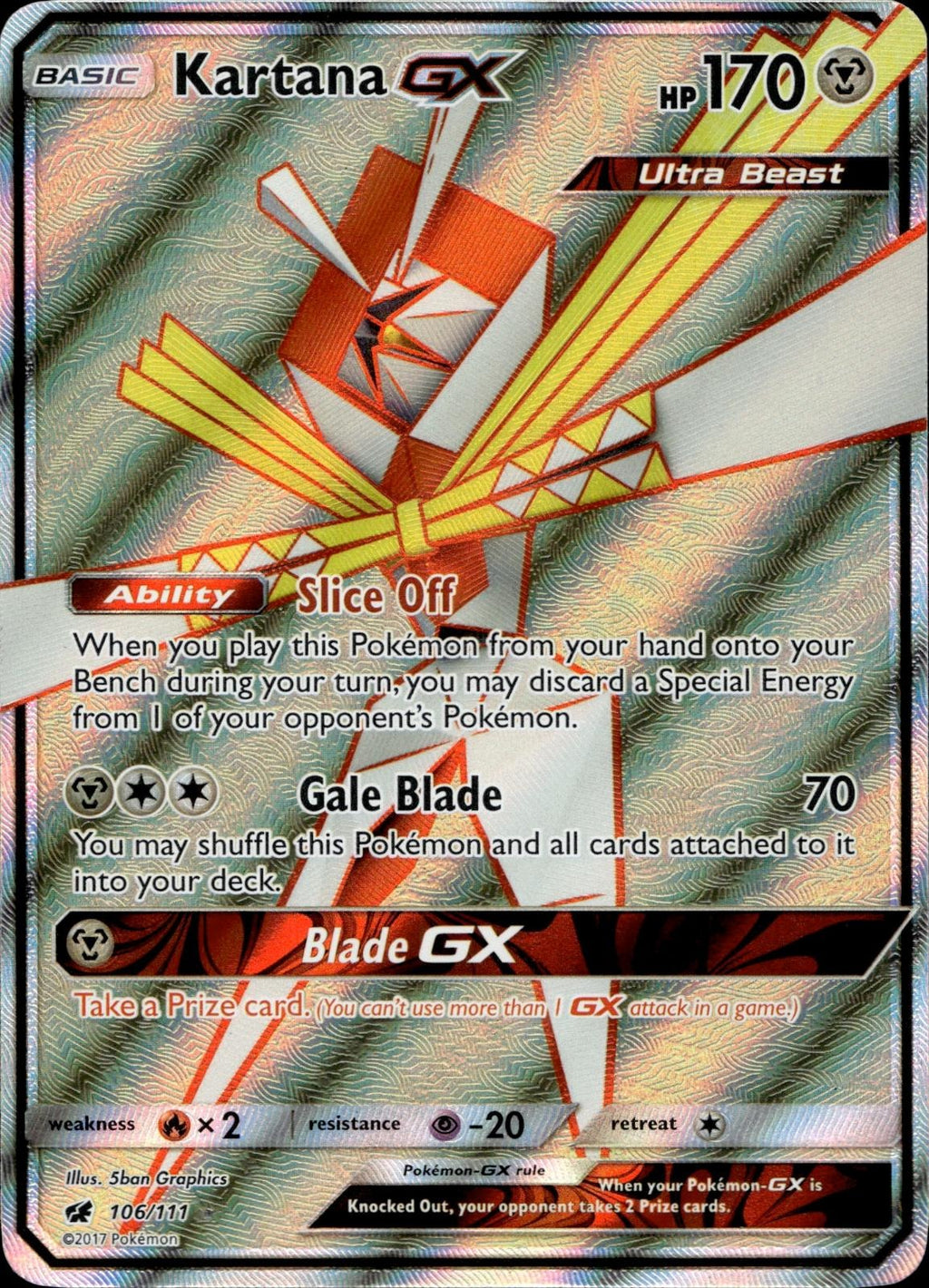 Kartana GX 106/111 LP Ultra Rare Crimson Invasion Pokemon Holo