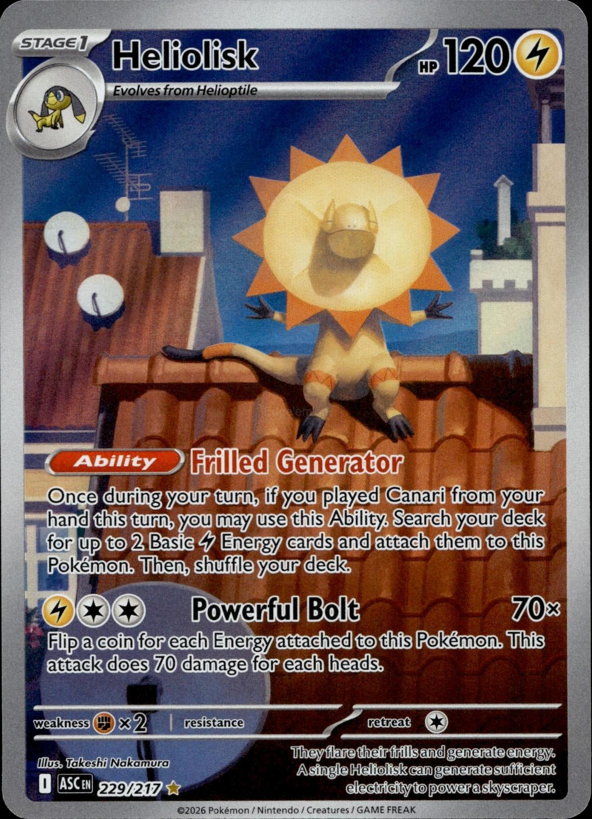 Heliolisk 229/217 NM/M Illustration Rare Ascended Heroes Pokemon Holo