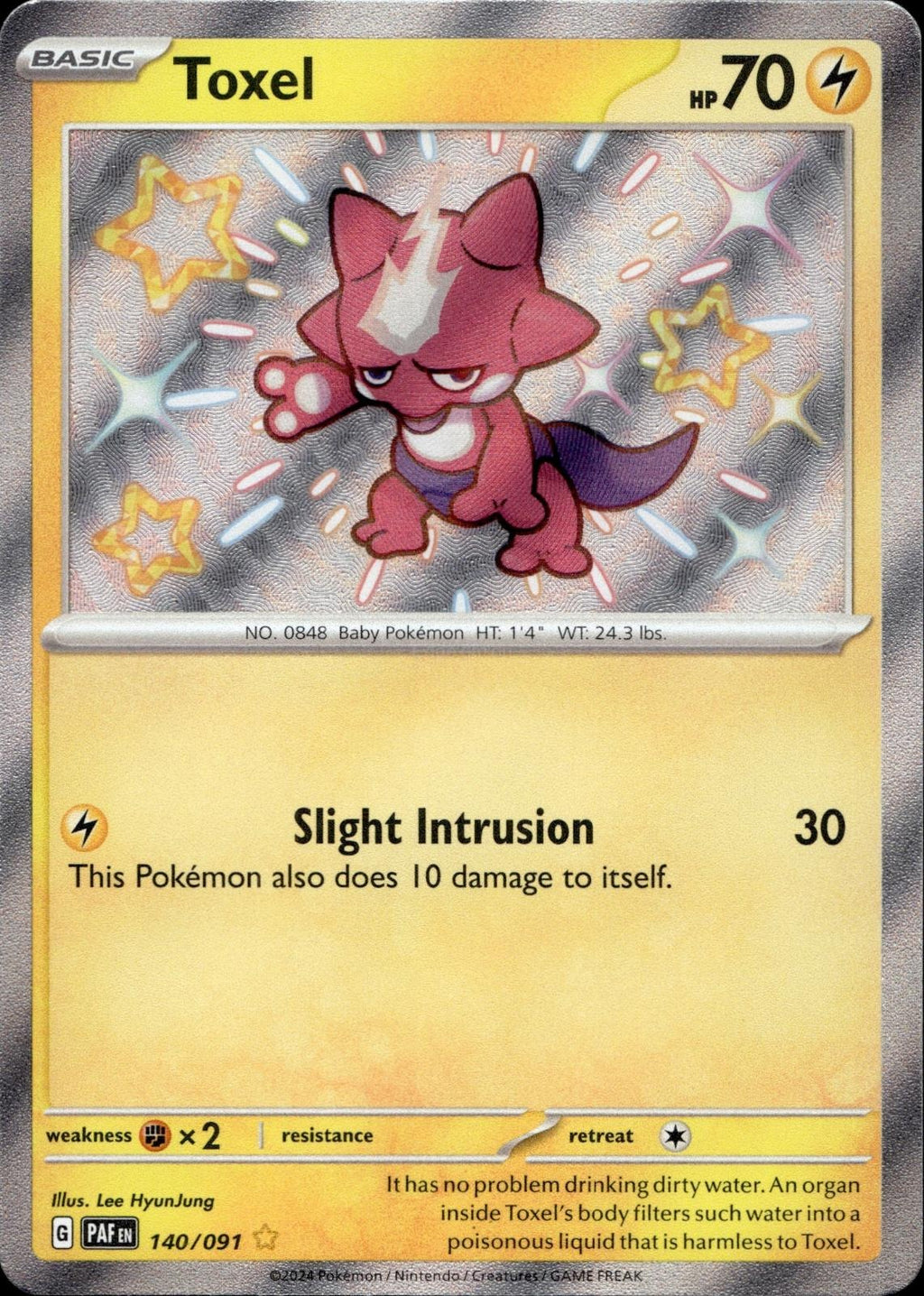 Toxel 140/091 NM/M Shiny Rare Paldean Fates Pokemon Holo