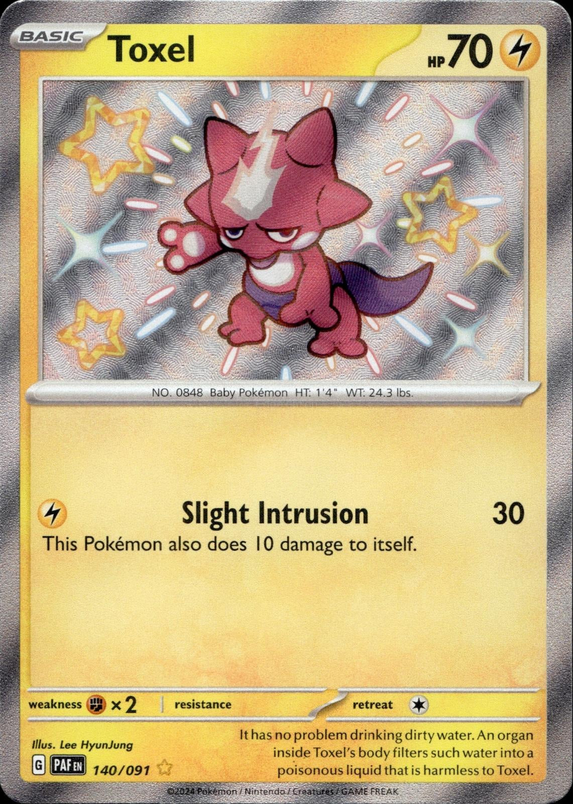 Toxel 140/091 NM/M Shiny Rare Paldean Fates Pokemon Holo