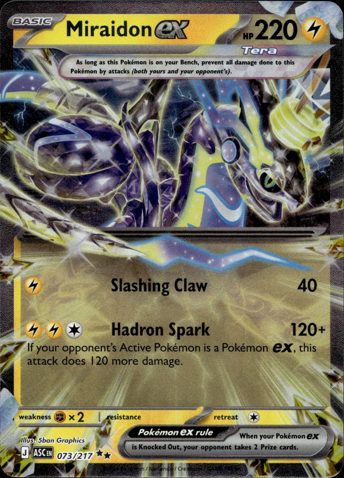 Miraidon ex 073/217 NM/M Double Rare Ascended Heroes Pokemon Holo