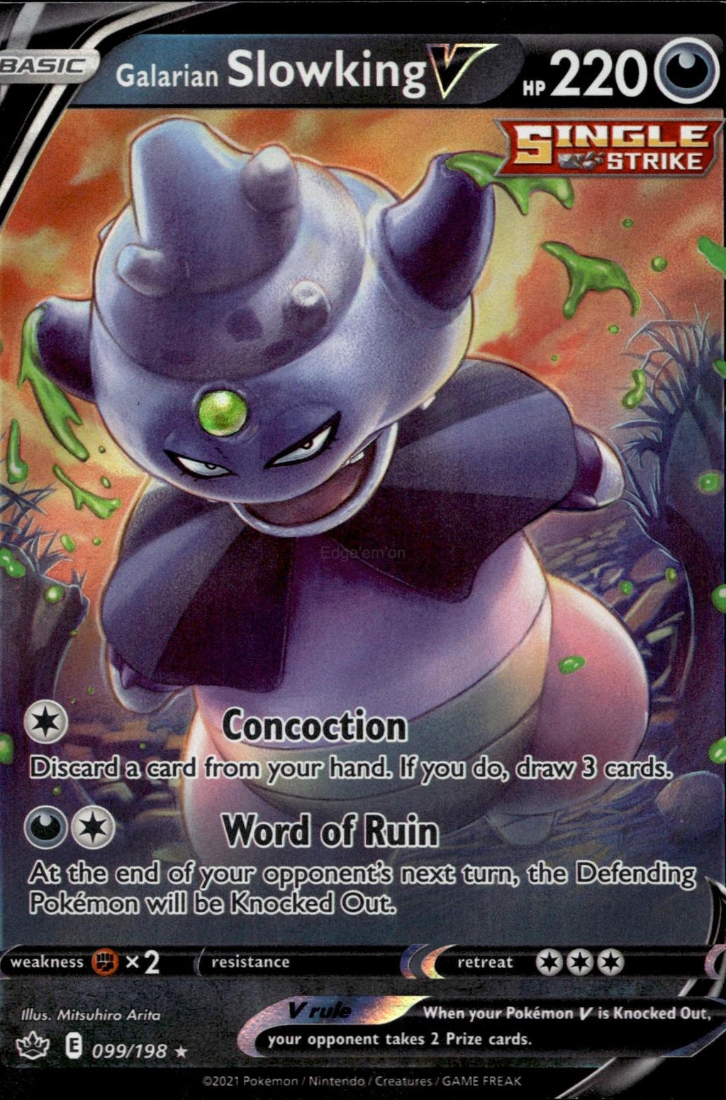 Galarian Slowking V 099/198 NM/M V Rare Chilling Reign Pokemon Holo