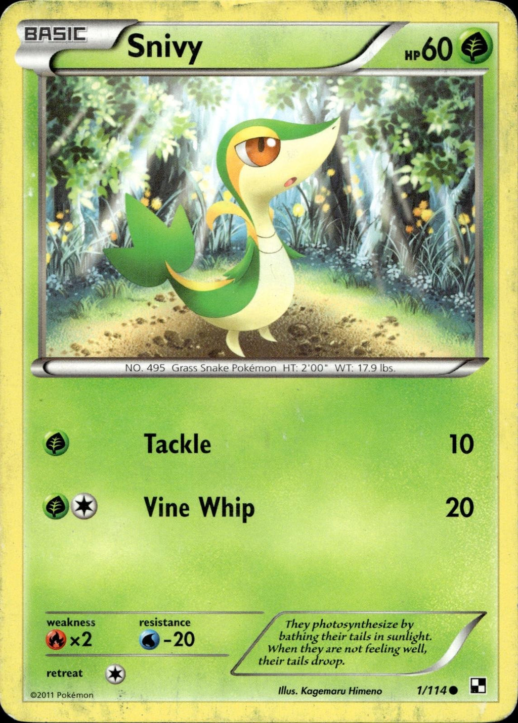 Snivy 1/114 HP Common Black & White Pokemon