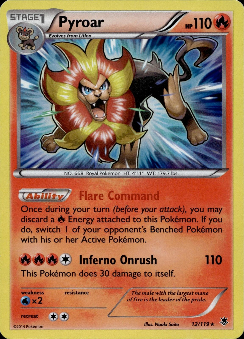Pyroar 12/119 MP Rare Phantom Forces Pokemon Holo