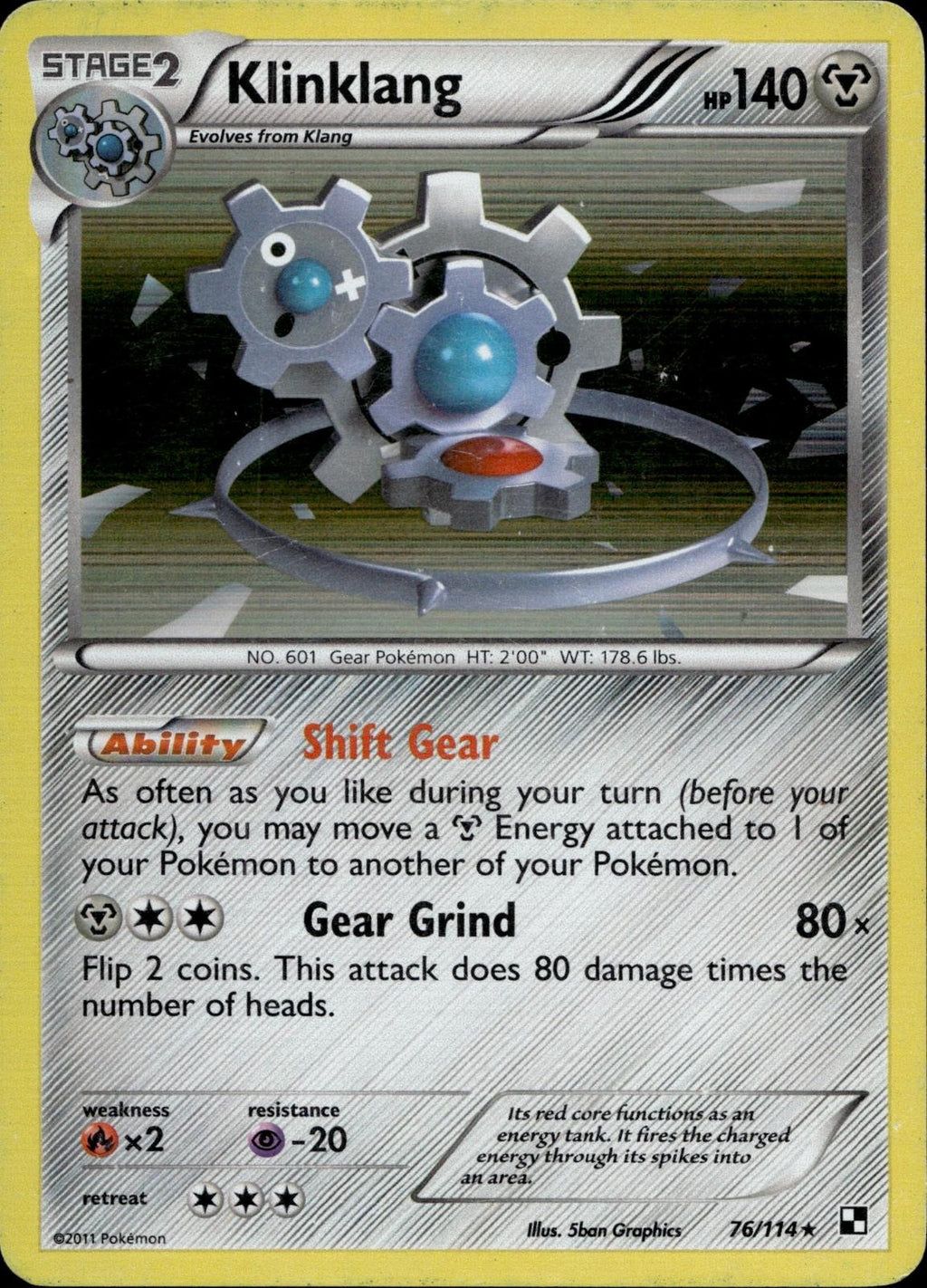 Klinklang 76/114 NM/M Rare Black & White Pokemon Holo