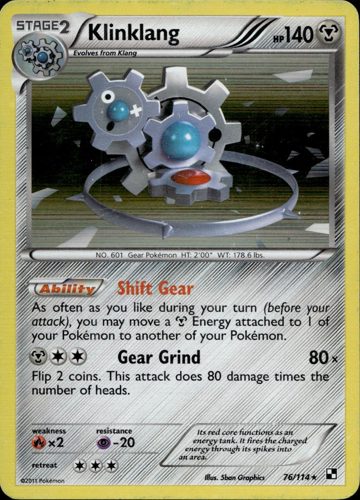 Klinklang 76/114 NM/M Rare Black & White Pokemon Holo