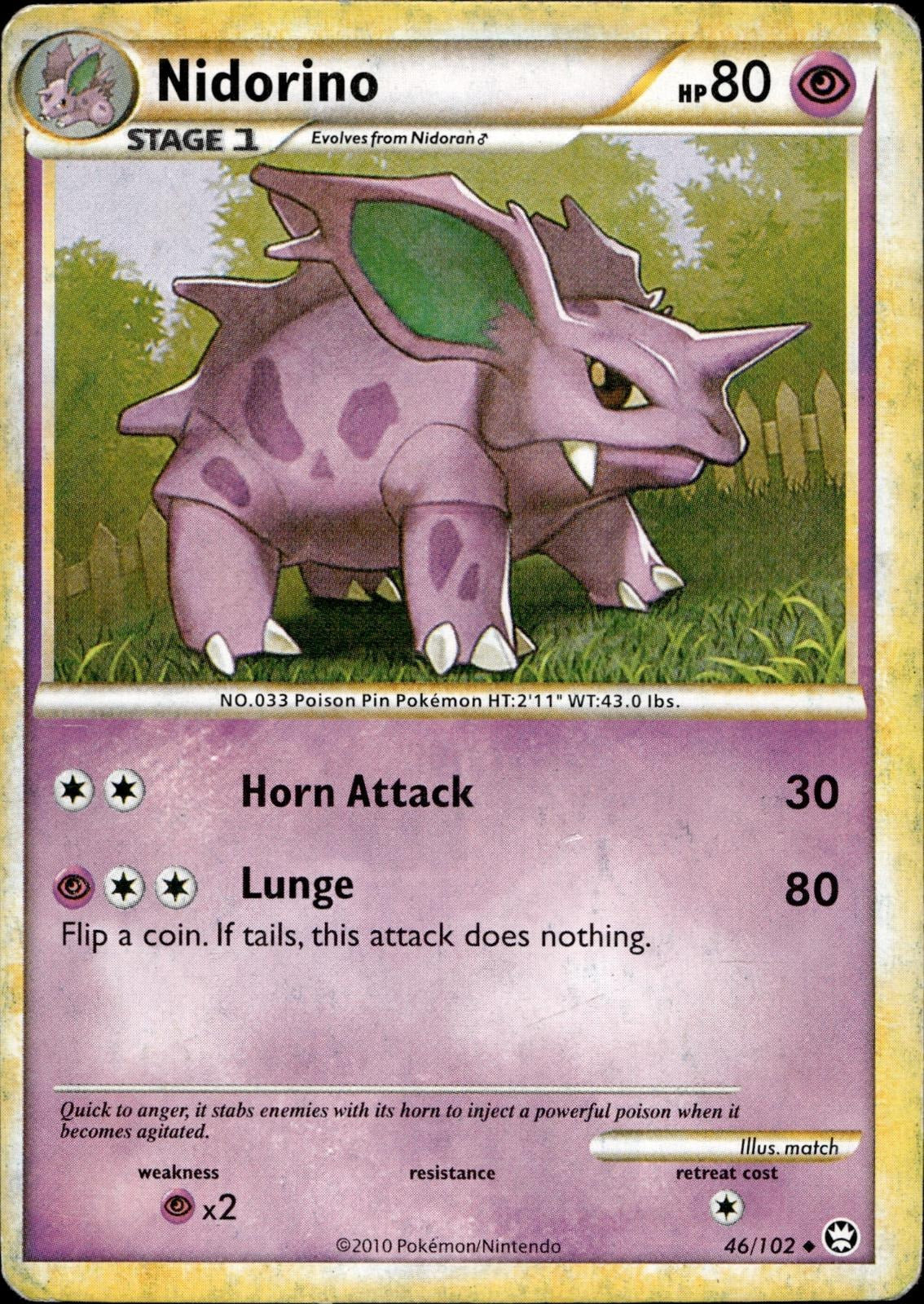 Nidorino 46/102 HP Uncommon HGSS Triumphant Pokemon