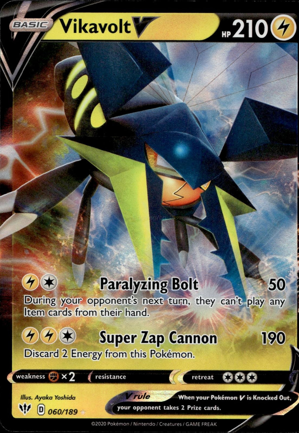 Vikavolt V 060/189 NM/M V Rare Darkness Ablaze Pokemon Holo