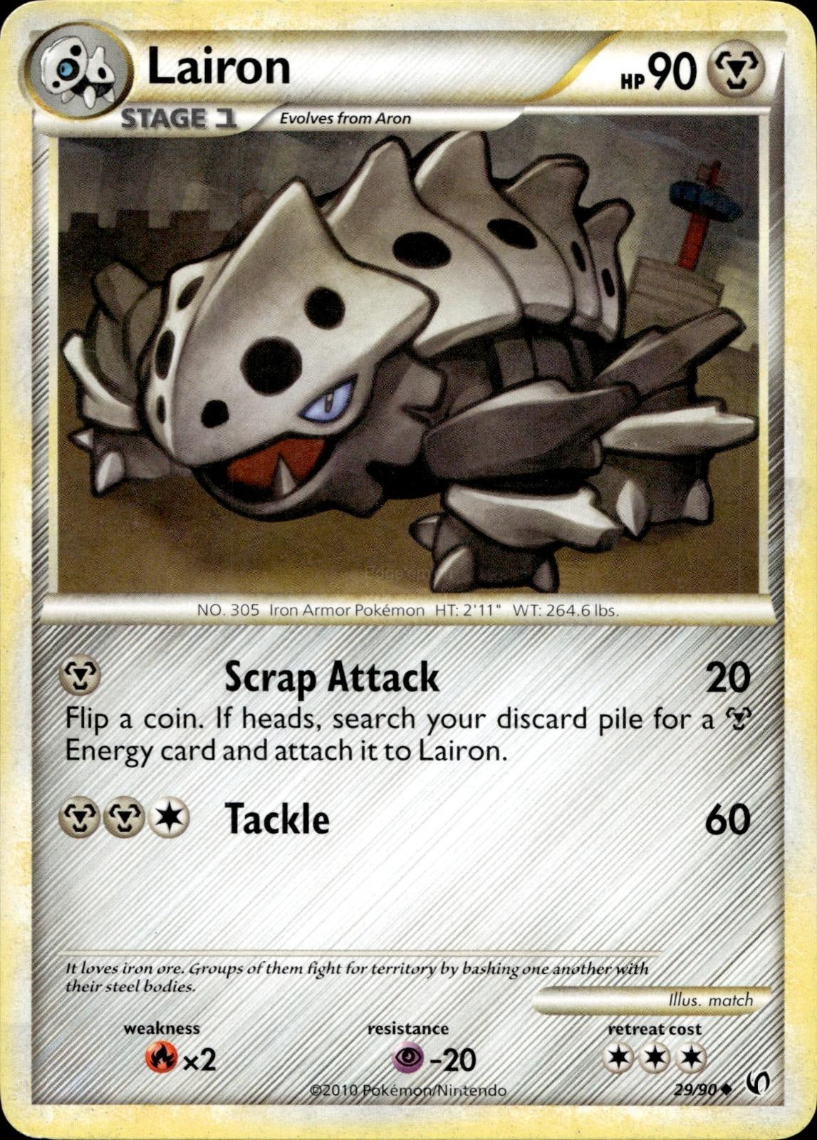 Lairon 29/90 HP Uncommon HGSS Undaunted Pokemon