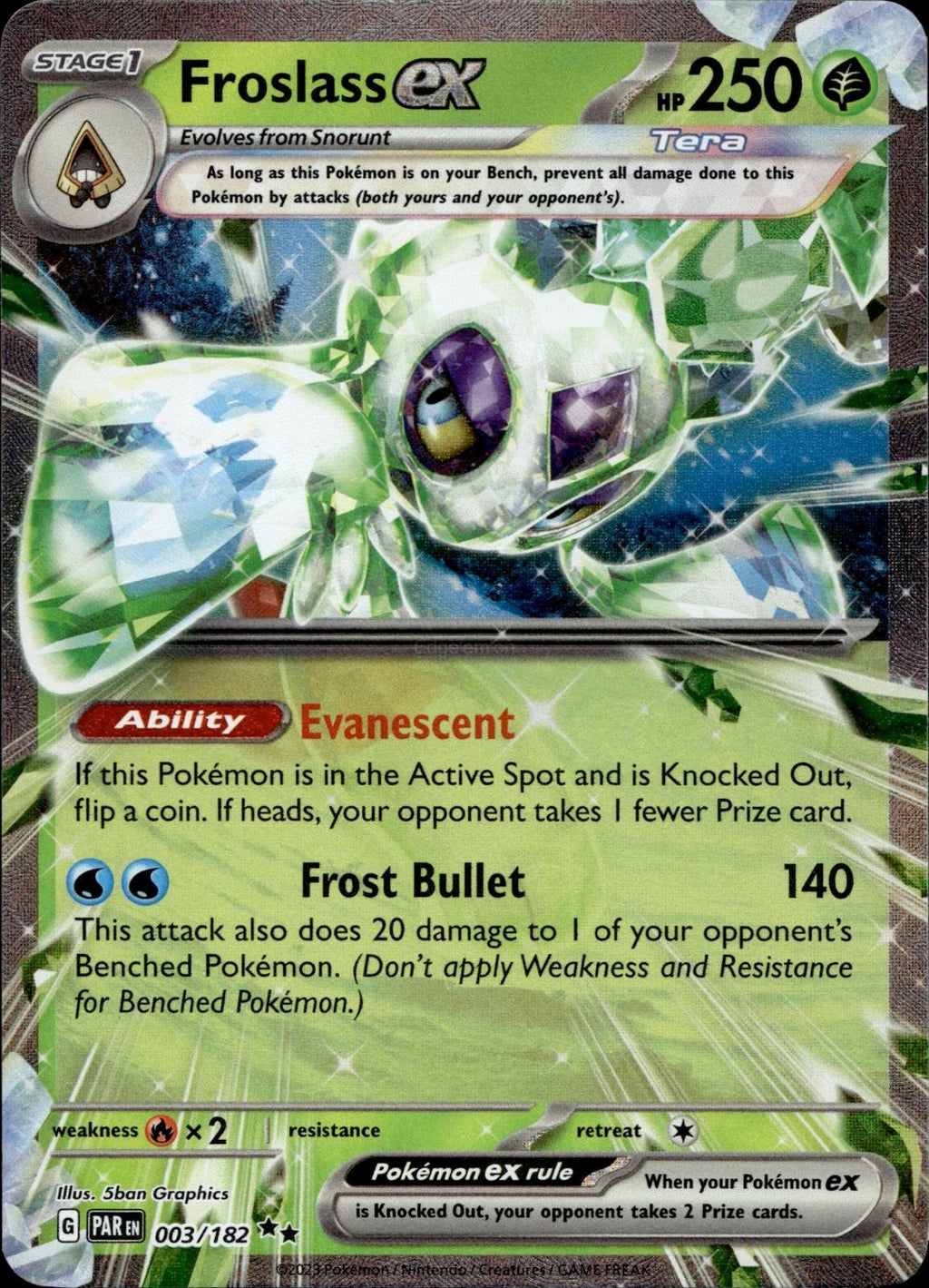 Froslass ex 003/182 NM/M Double Rare Paradox Rift Pokemon Holo