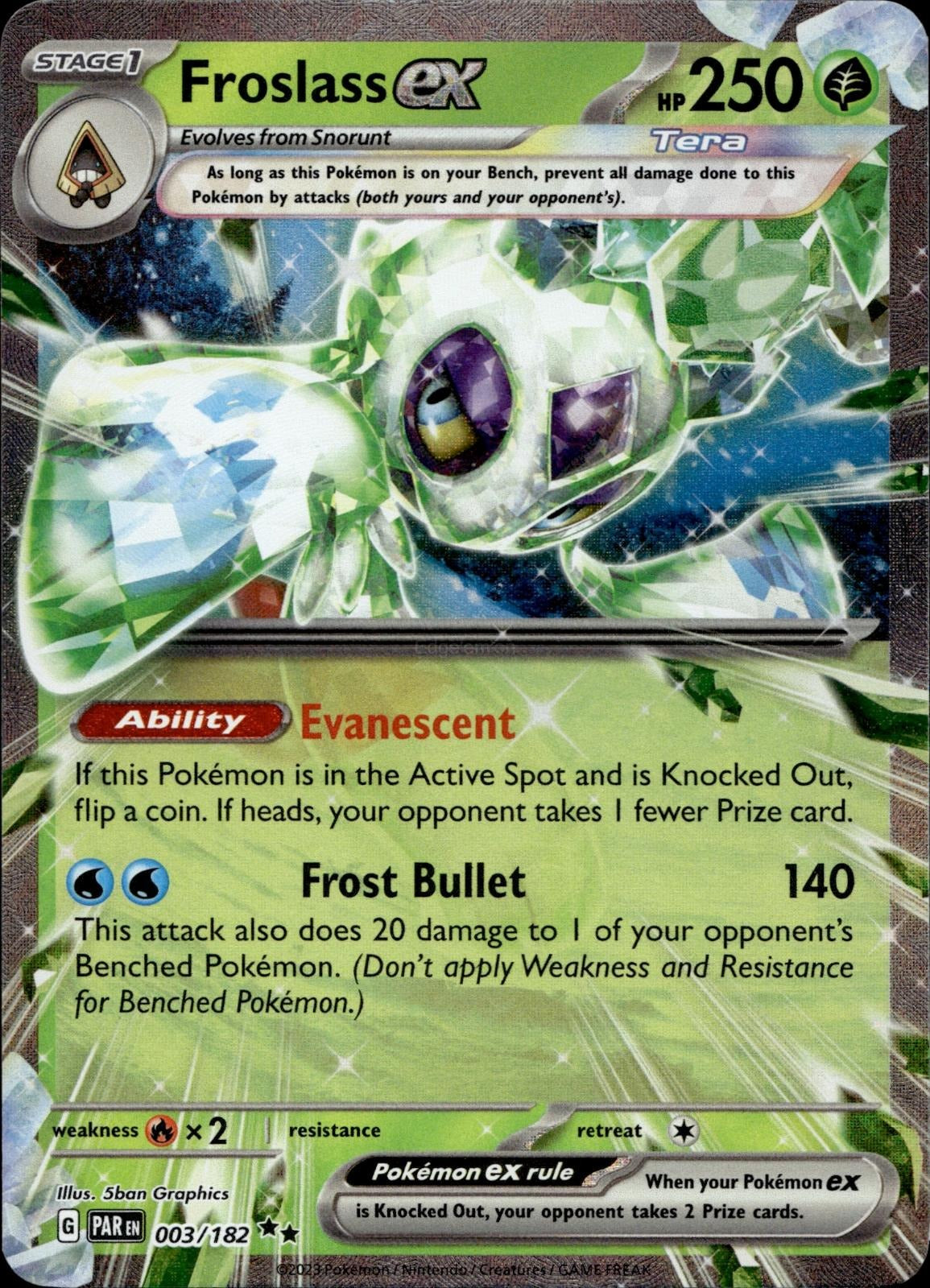 Froslass ex 003/182 NM/M Double Rare Paradox Rift Pokemon Holo
