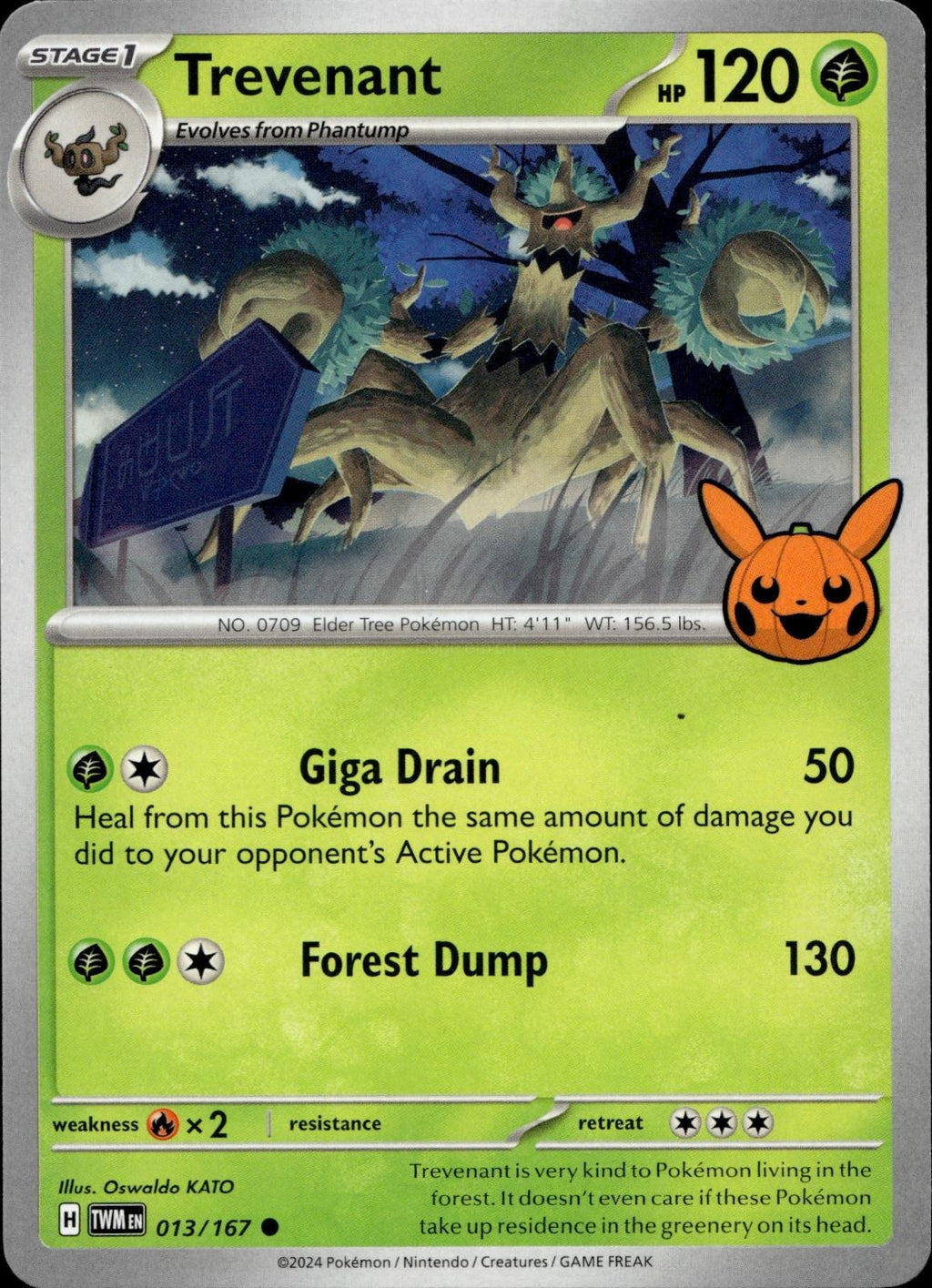 Trevenant 013/167 NM/M Common Trick or Trade BOOster 2024 Pokemon