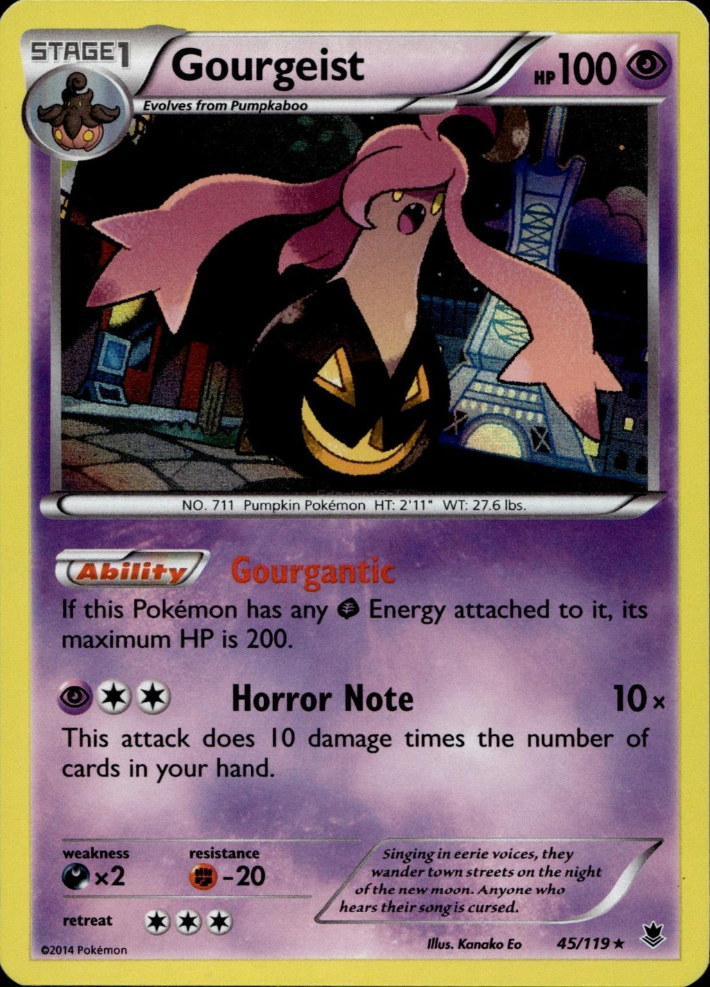 Gourgeist 45/119 NM/M Rare Phantom Forces Pokemon Holo