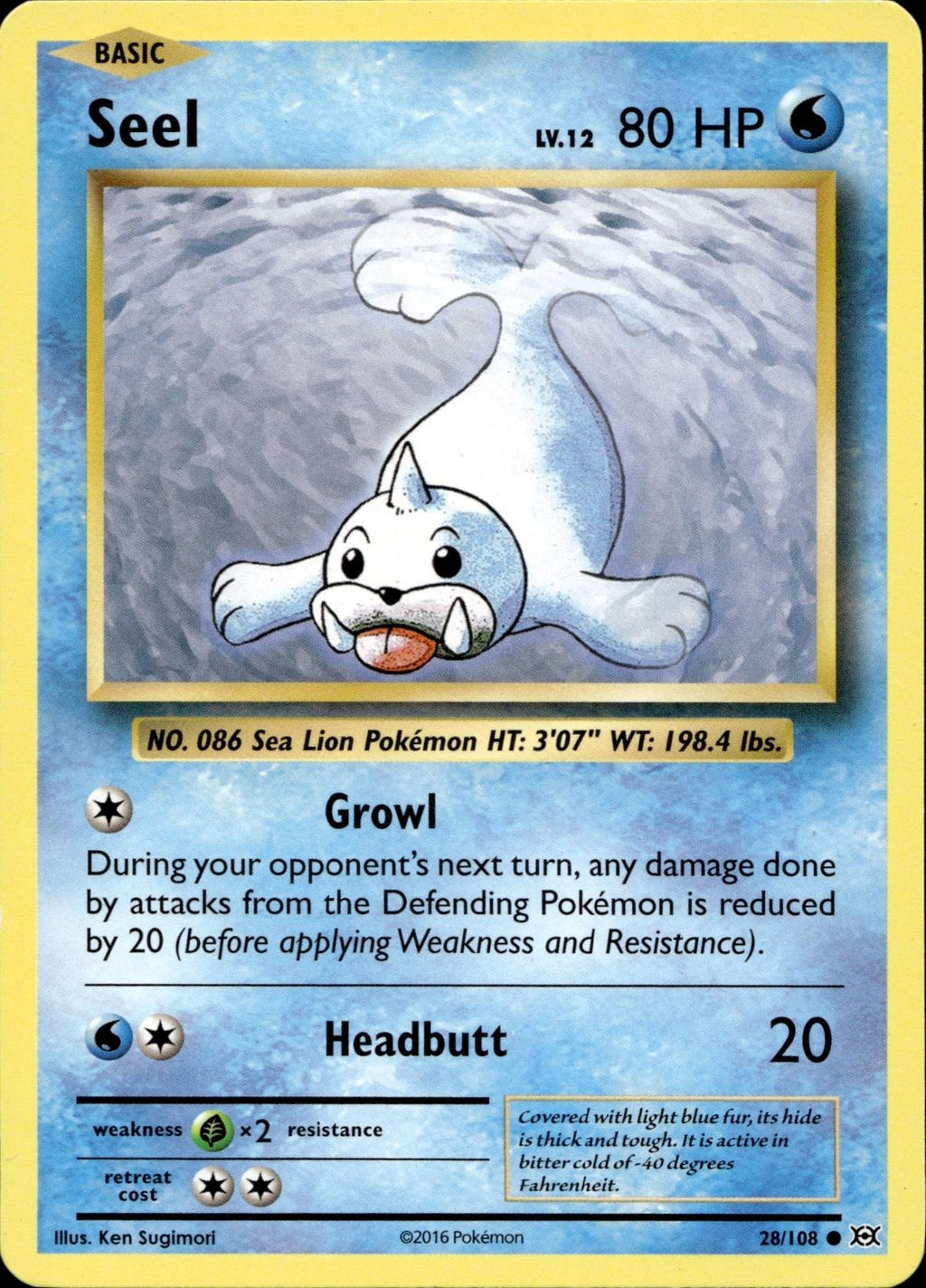 Seel 28/108 MP Common Evolutions Pokemon