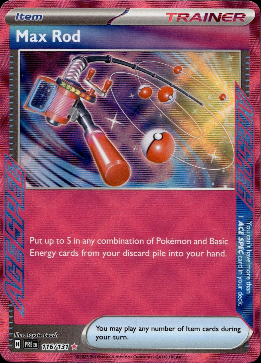 Max Rod 116/131 NM/M ACE SPEC Rare Prismatic Evolutions Pokemon Holo