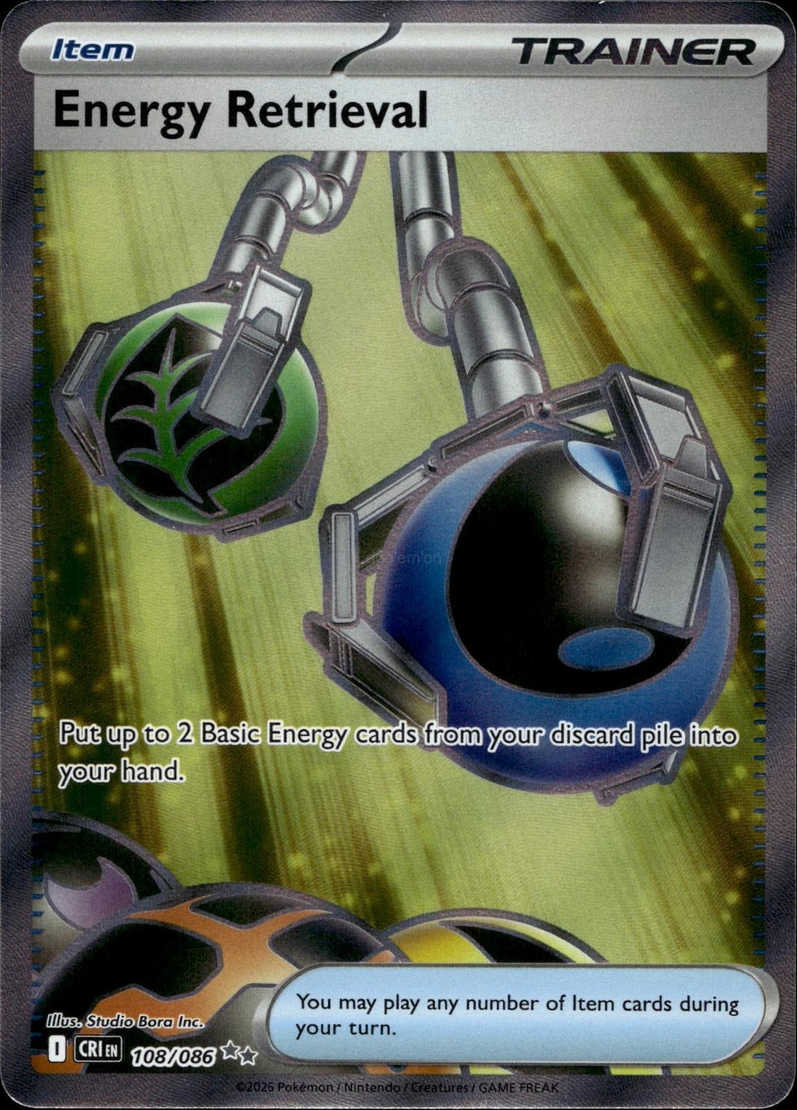 Energy Retrieval 108/086 NM/M Ultra Rare Chaos Rising Pokemon Holo