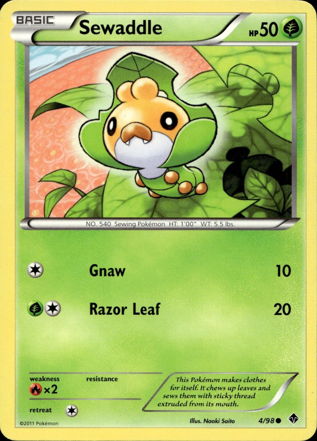 Sewaddle 4/98 HP Common Emerging Powers Pokemon