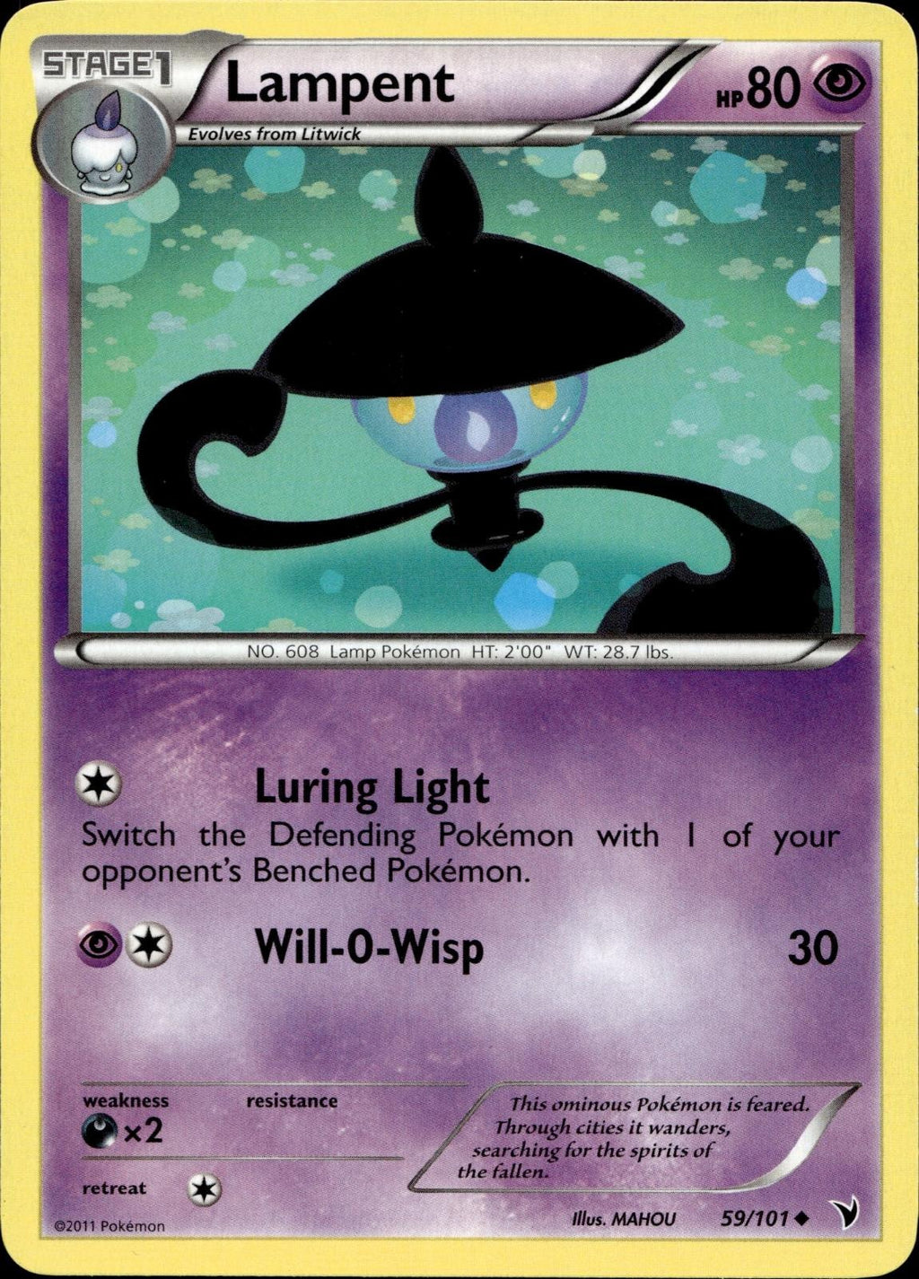 Lampent 59/101 NM/M Uncommon Noble Victories Pokemon