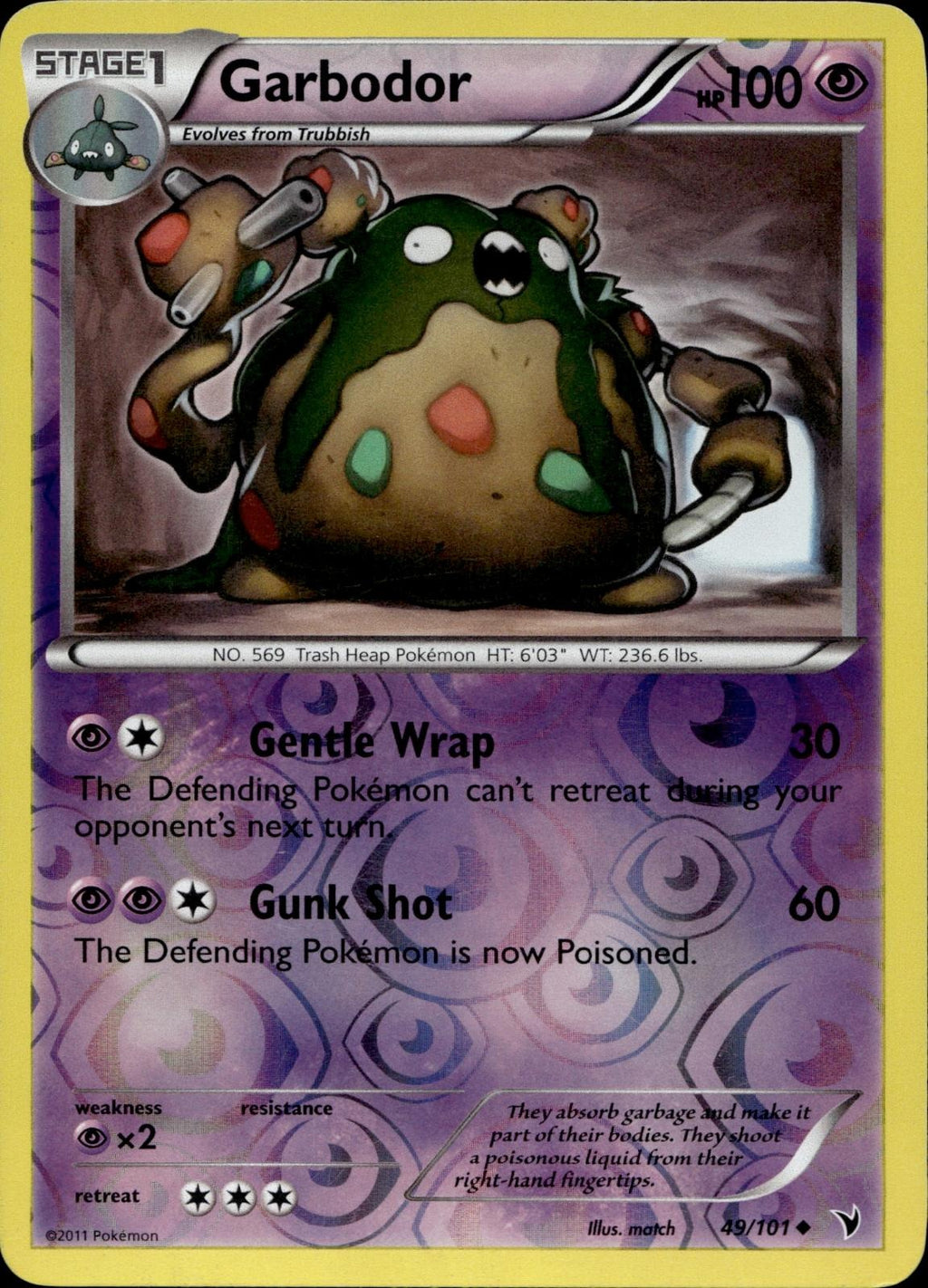 Garbodor 49/101 NM/M Uncommon Noble Victories Pokemon Reverse Holo