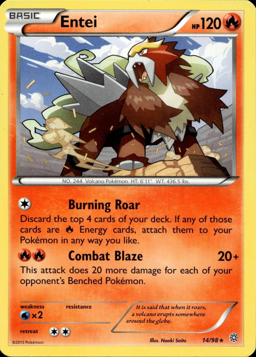 Entei 14/98 MP Rare Ancient Origins Pokemon