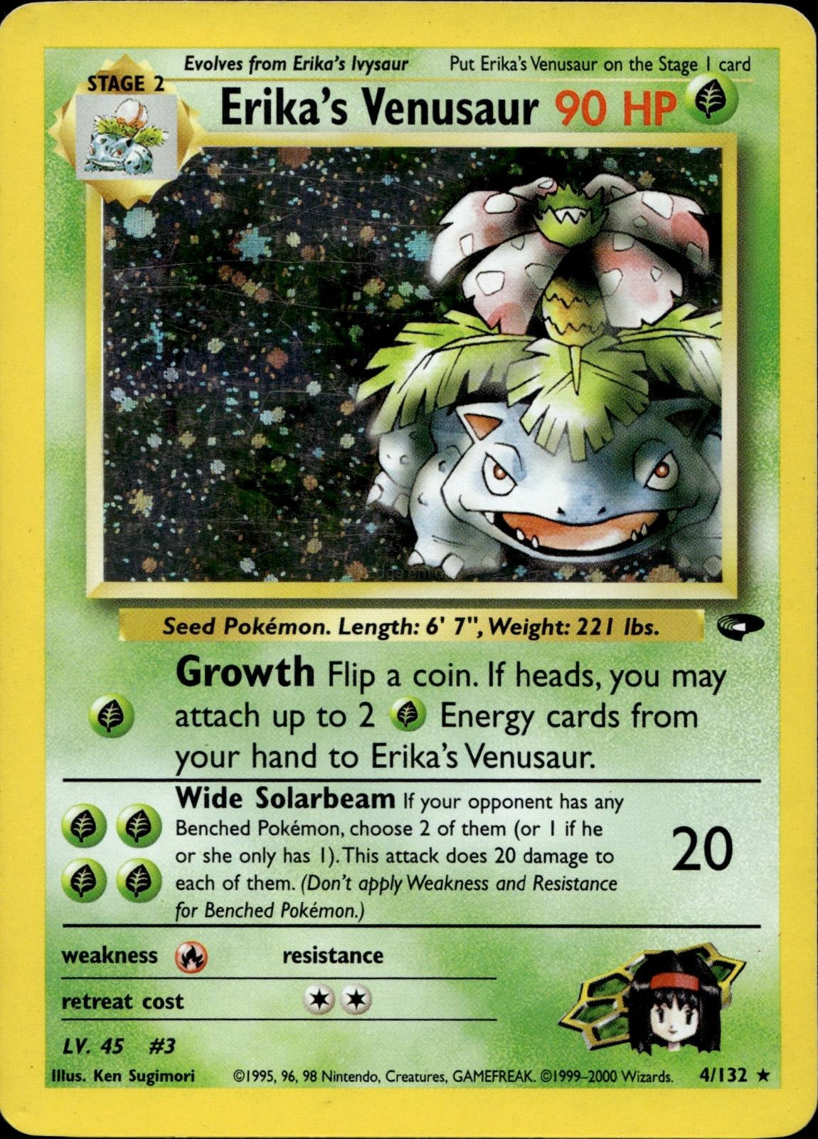 Erika's Venusaur 4/132 LP Rare Gym Challenge Pokemon Unlimited Holo