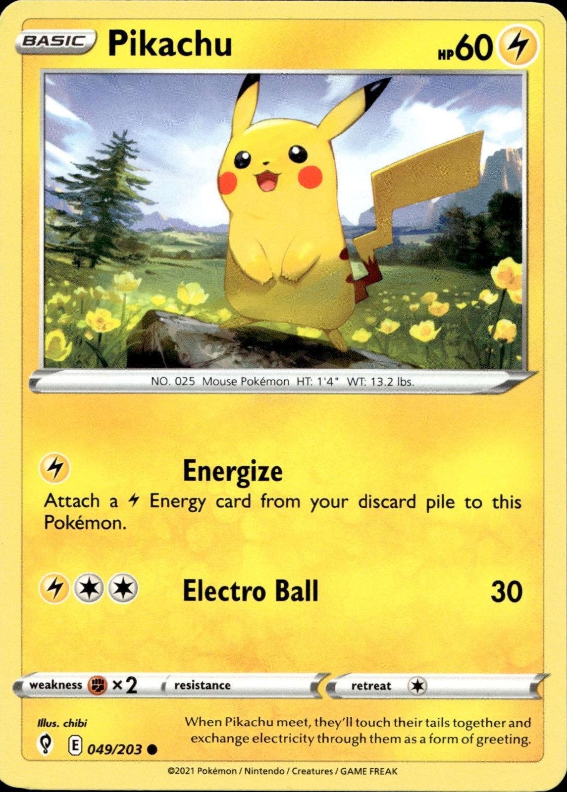 Pikachu 049/203 NM/M Common Evolving Skies Pokemon