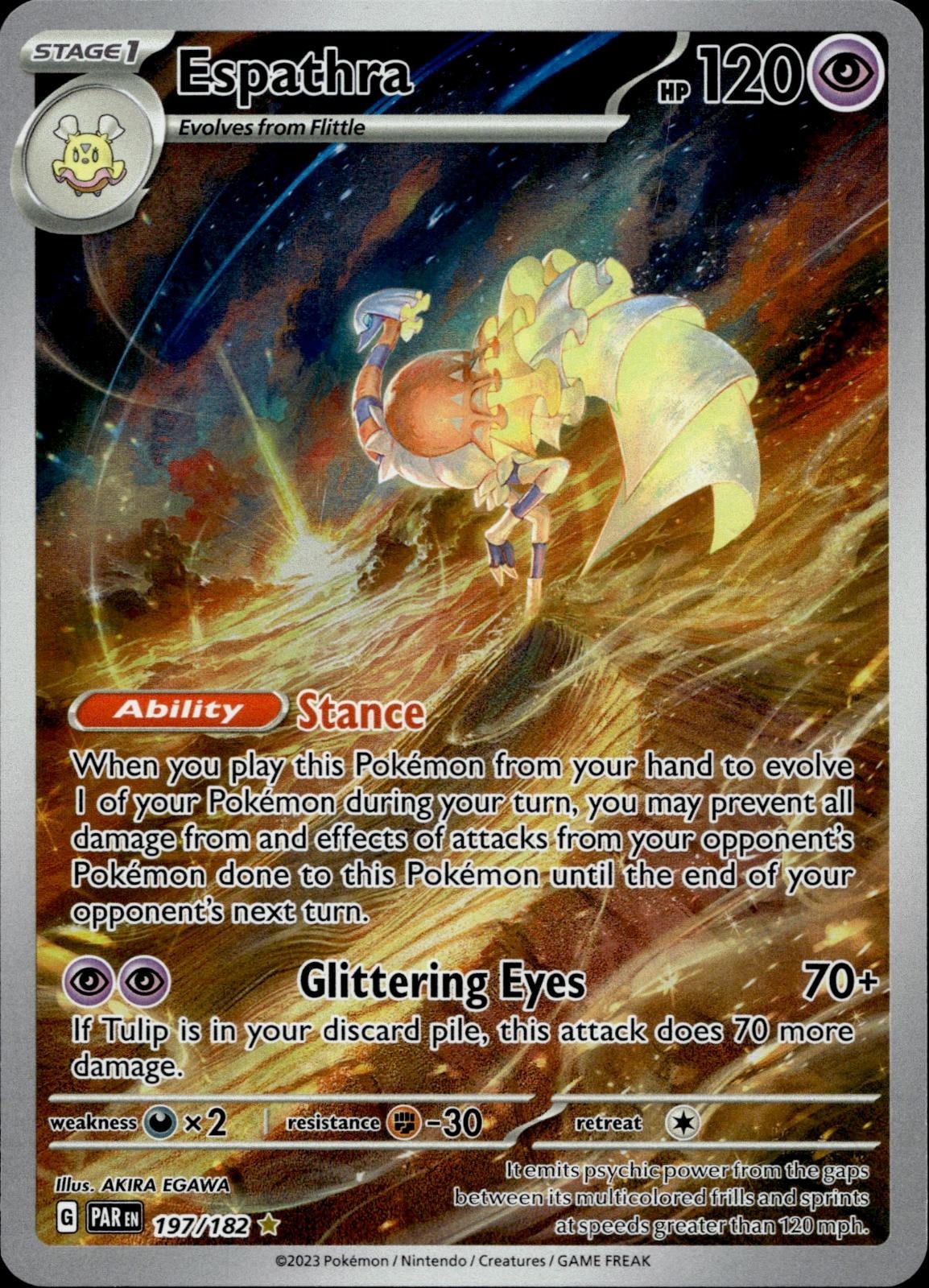 Espathra 197/182 NM/M Illustration Rare Paradox Rift Pokemon Holo