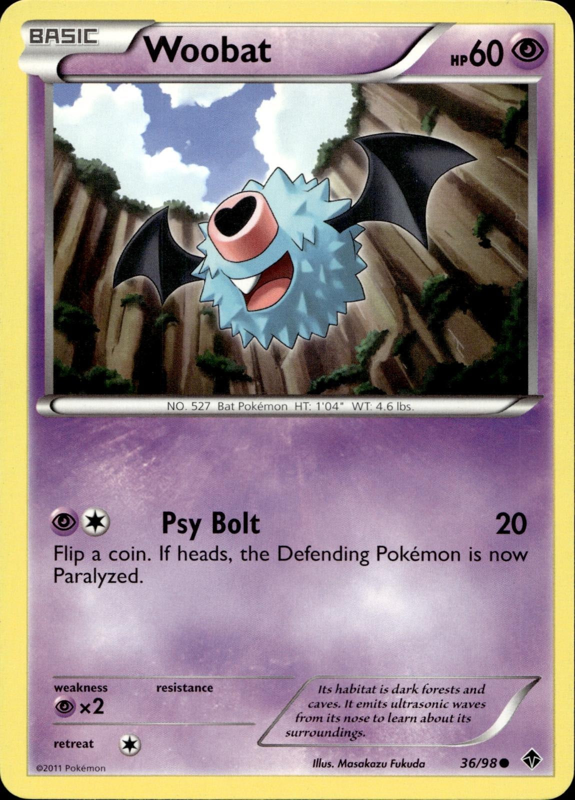 Woobat 36/98 HP Common Emerging Powers Pokemon