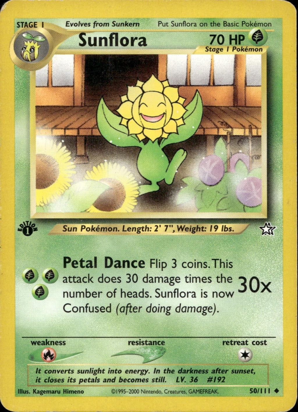 Sunflora 50/111 LP Uncommon Neo Genesis Pokemon 1st Edition