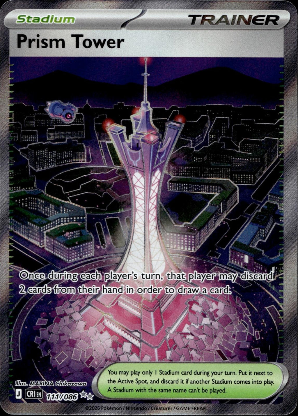 Prism Tower 111/086 NM/M Ultra Rare Chaos Rising Pokemon Holo