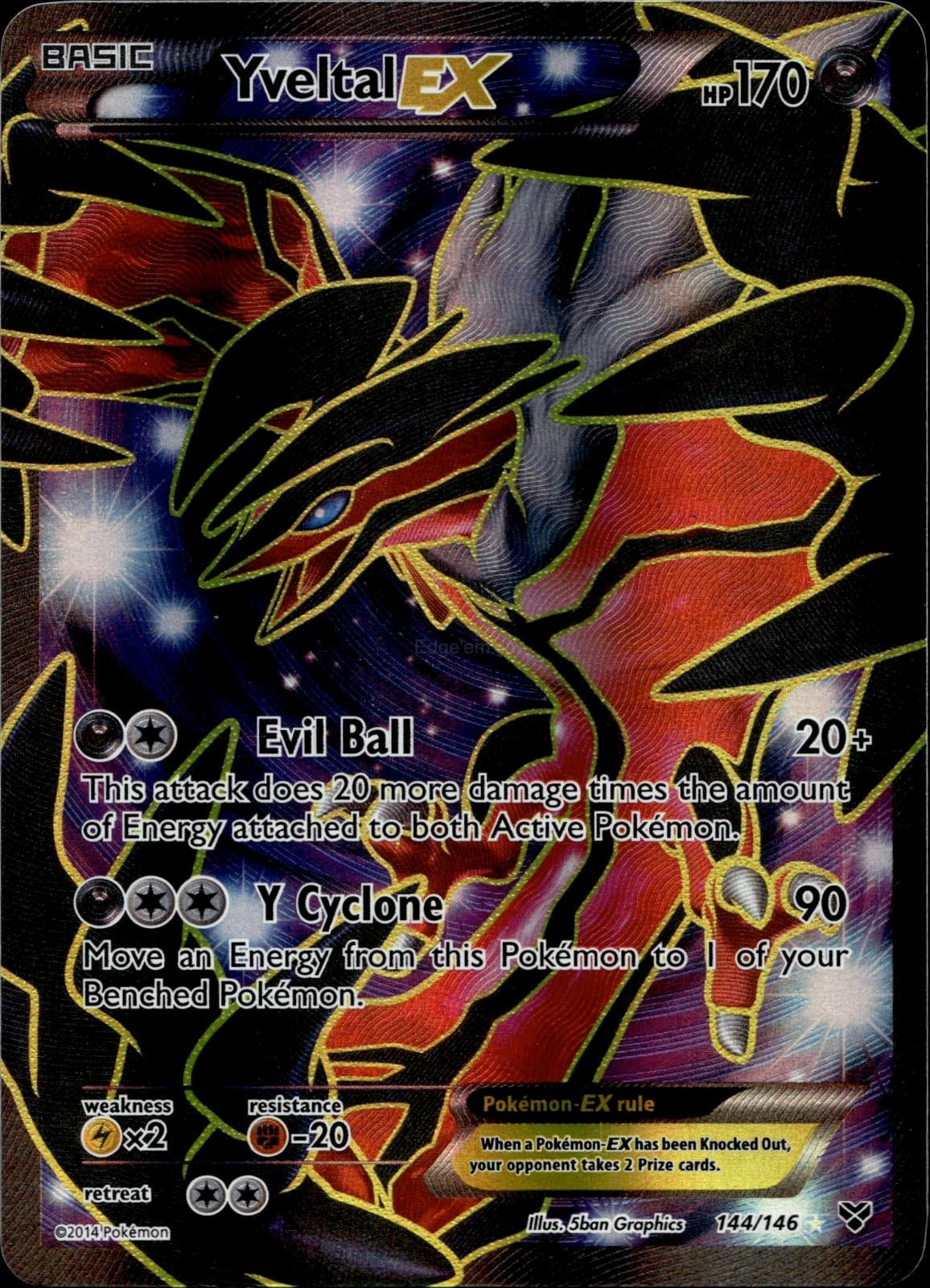 Yveltal EX 144/146 NM/M Ultra Rare XY Base Set Pokemon Holo