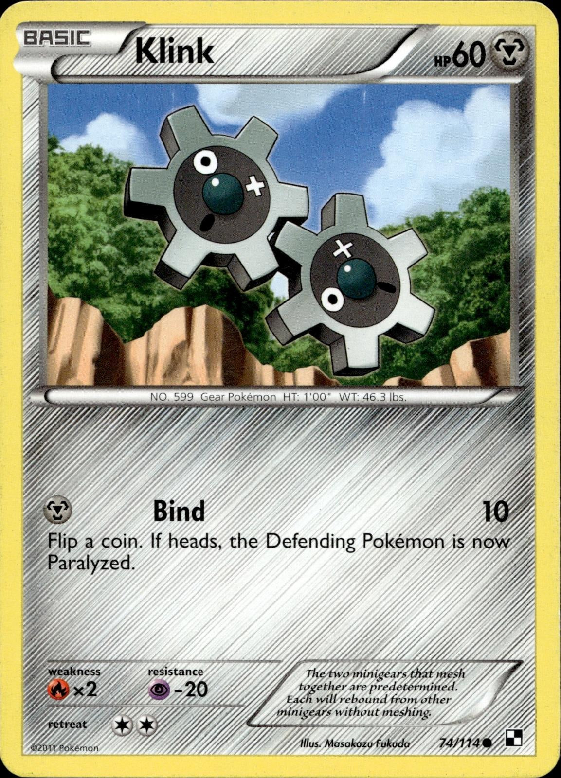 Klink 74/114 HP Common Black & White Pokemon