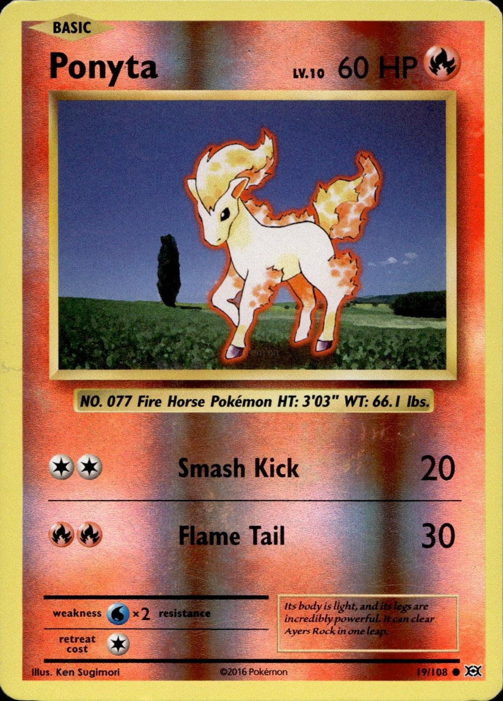 Ponyta 19/108 MP Common Evolutions Pokemon Reverse Holo