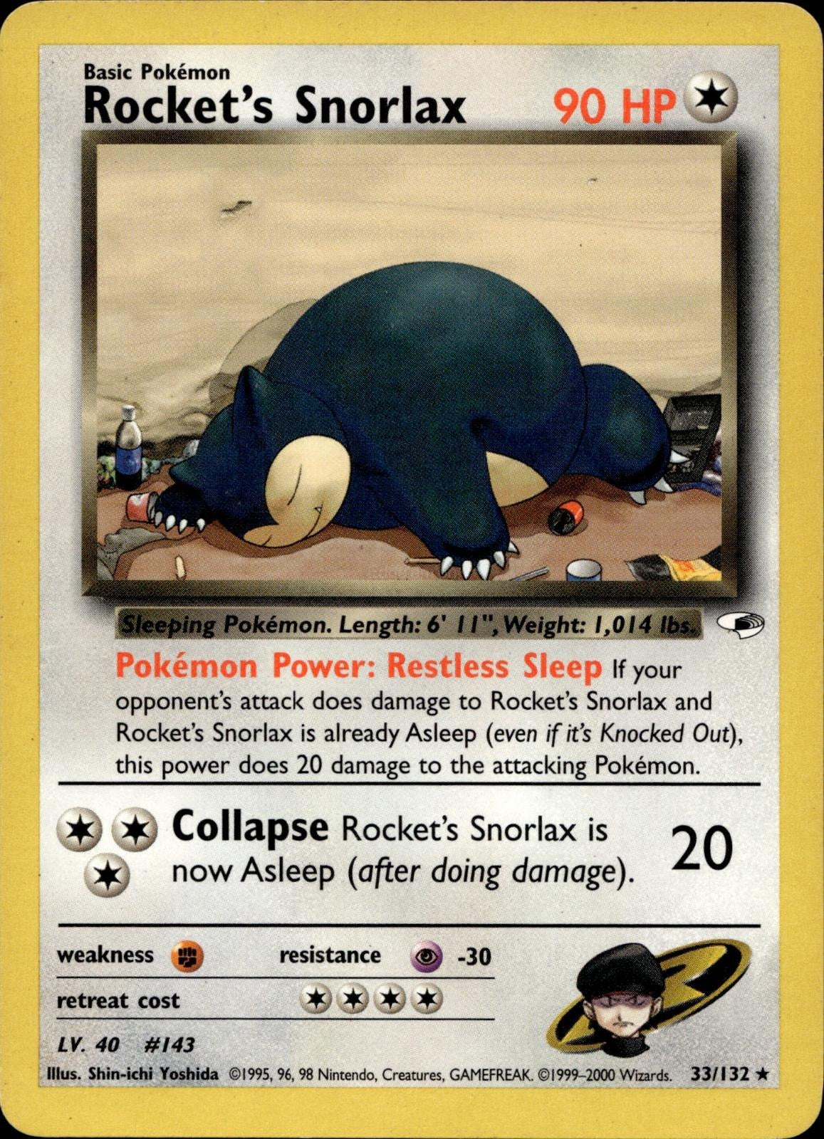 Rocket's Snorlax 33/132 NM/M Rare Gym Heroes Pokemon Unlimited