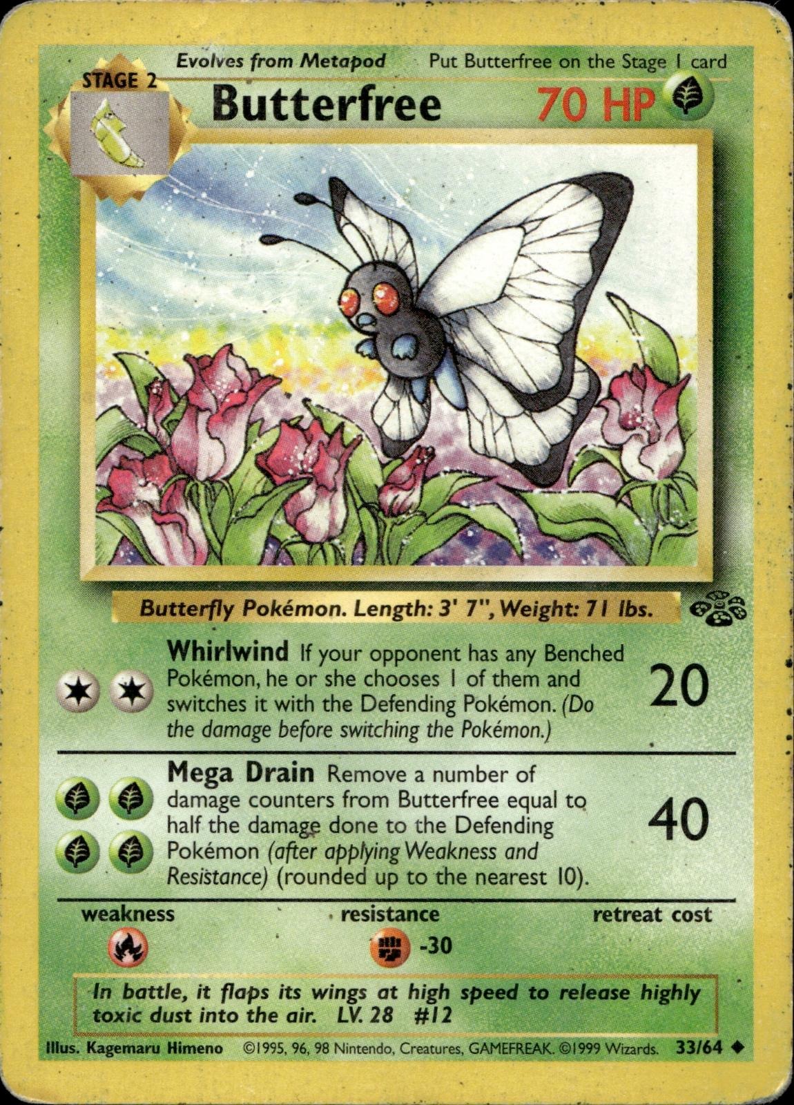 Butterfree 33/64 HP Uncommon Jungle Pokemon Unlimited
