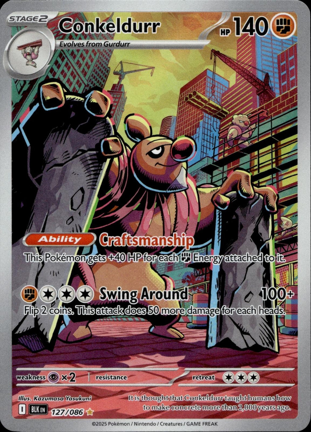 Conkeldurr 127/086 NM/M Illustration Rare Black Bolt Pokemon Holo