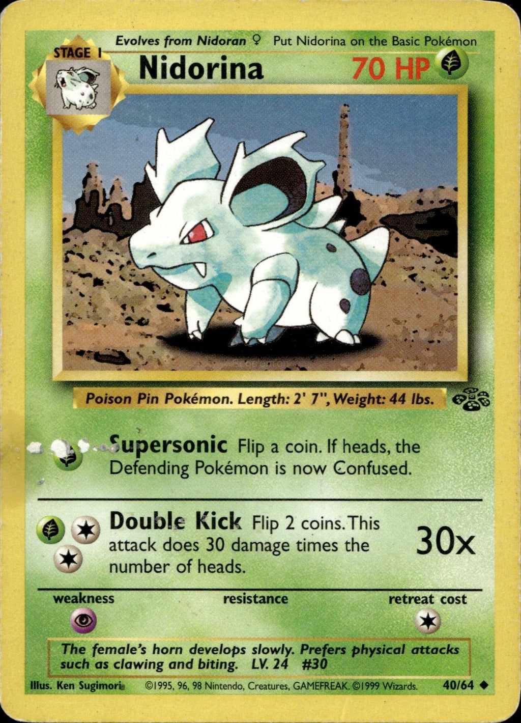 Nidorina 40/64 MP Uncommon Jungle Pokemon Unlimited