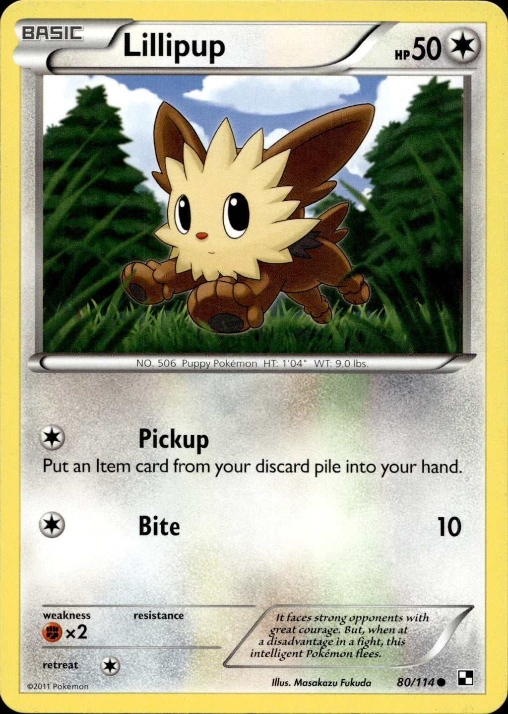 Lillipup 80/114 HP Common Black & White Pokemon