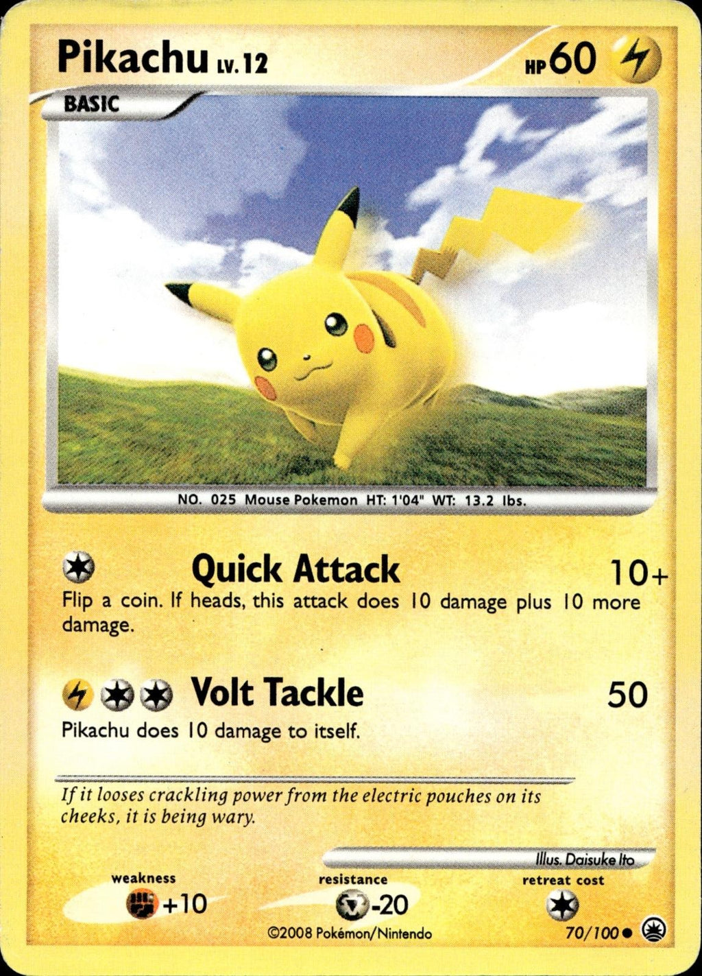 Pikachu 70/100 LP Common Majestic Dawn Pokemon