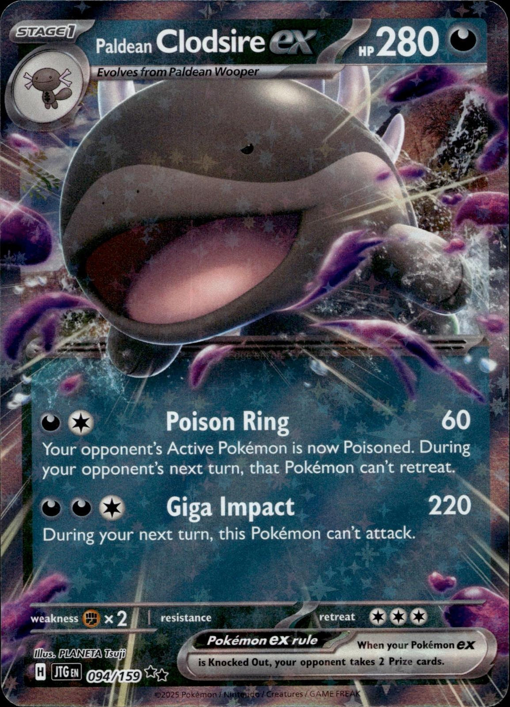Paldean Clodsire ex 094/159 NM/M Double Rare Journey Together Pokemon Holo
