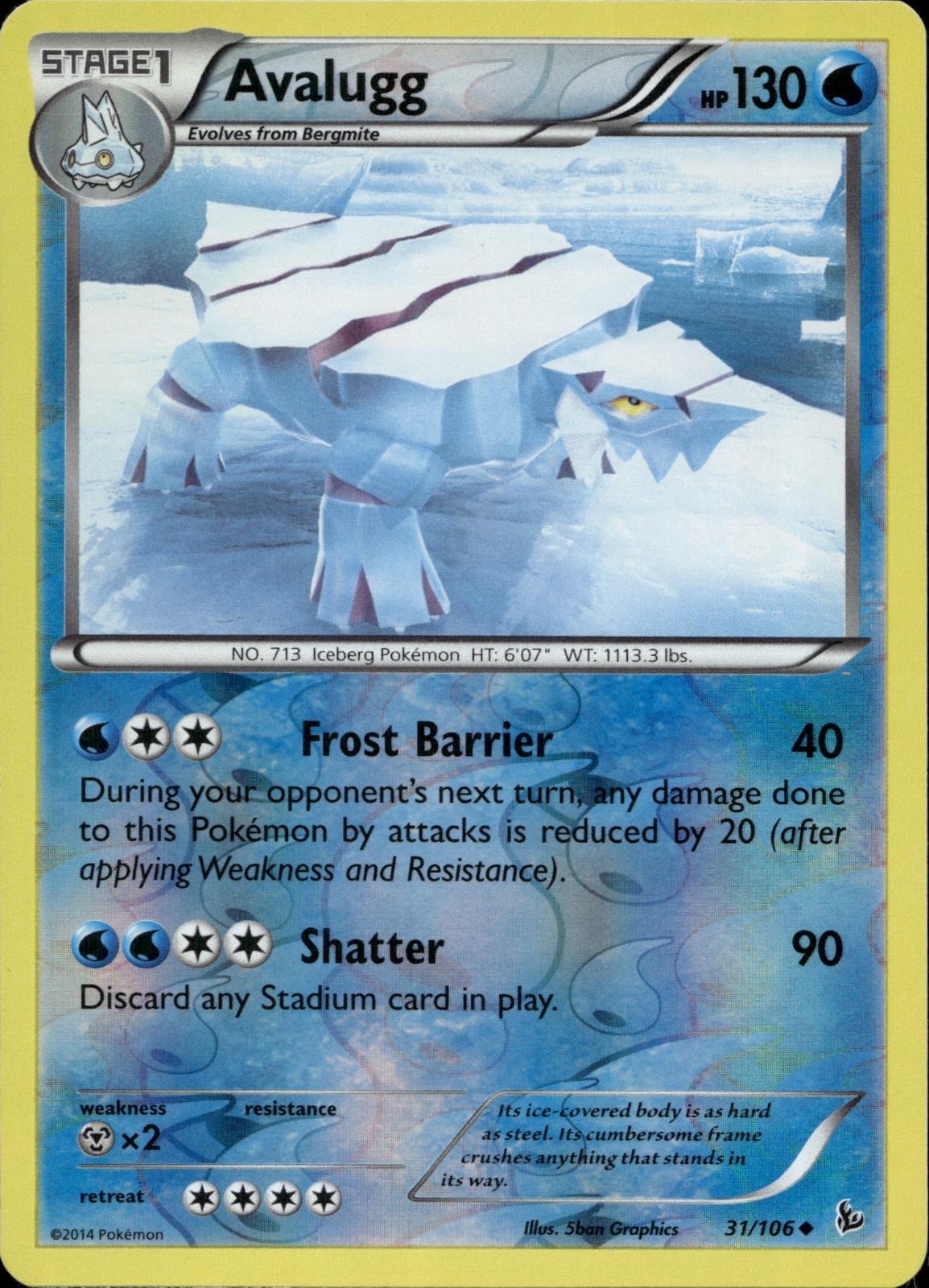 Avalugg 31/106 NM/M Uncommon Flashfire Pokemon Reverse Holo