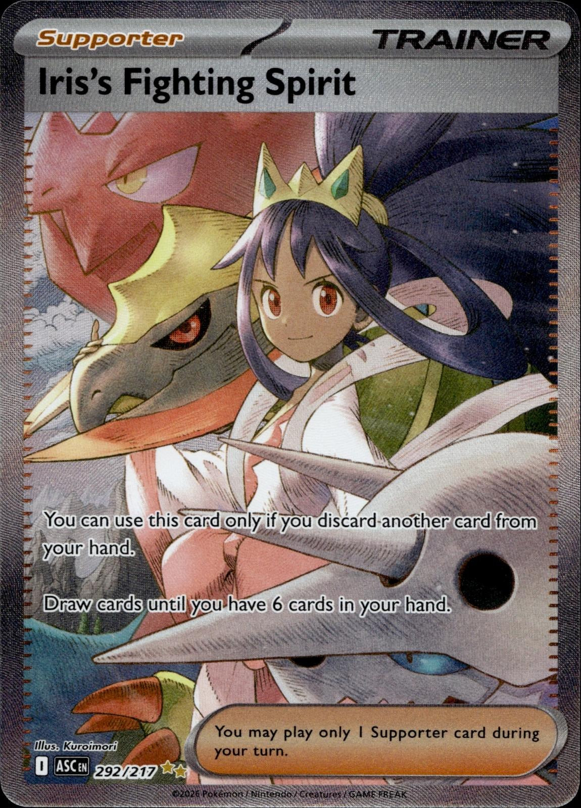 Iris's Fighting Spirit 292/217 NM/M Ascended Heroes Pokemon Holo