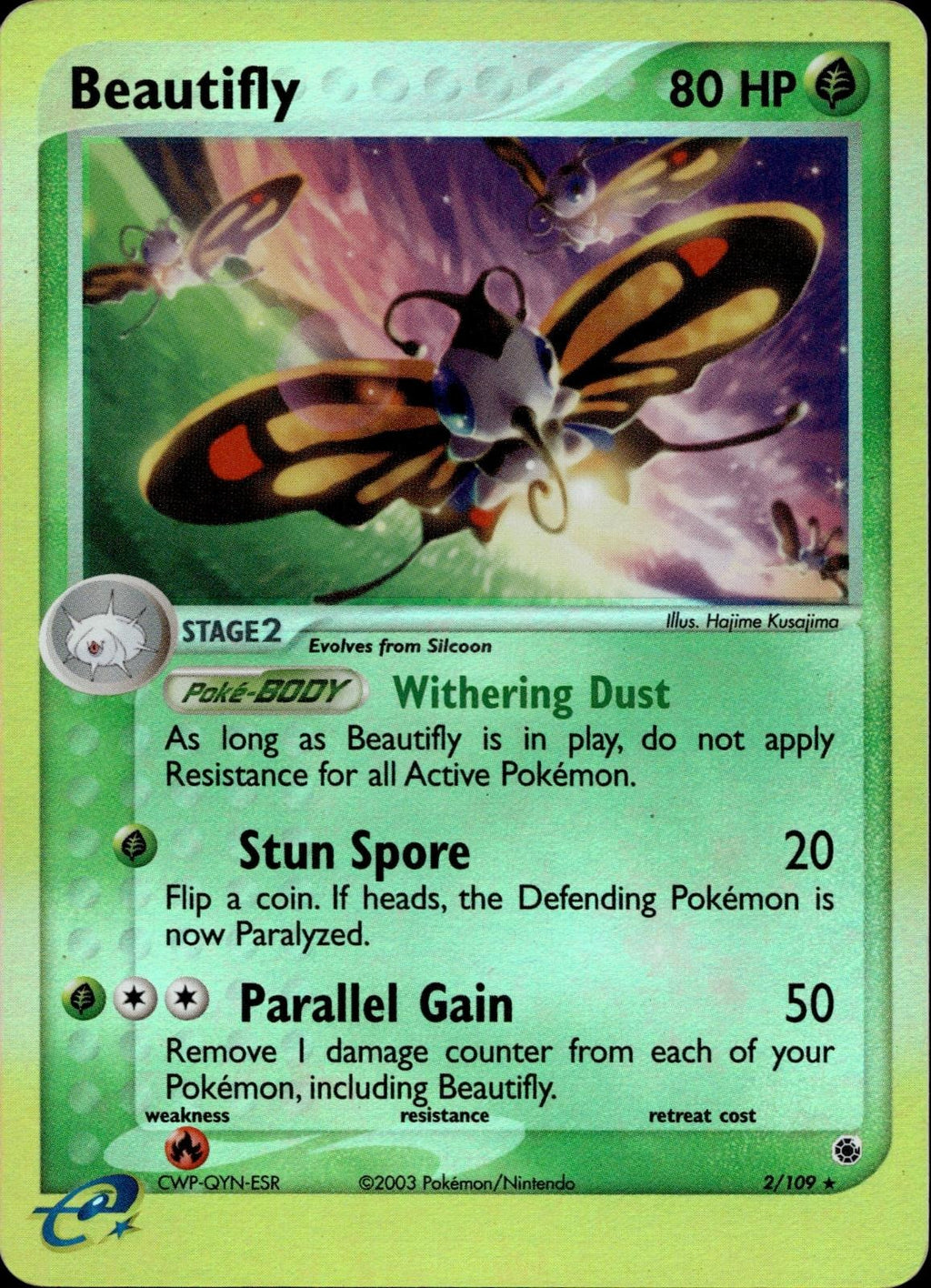 Beautifly 2/109 NM/M Rare Ruby & Sapphire Pokemon Reverse Holo