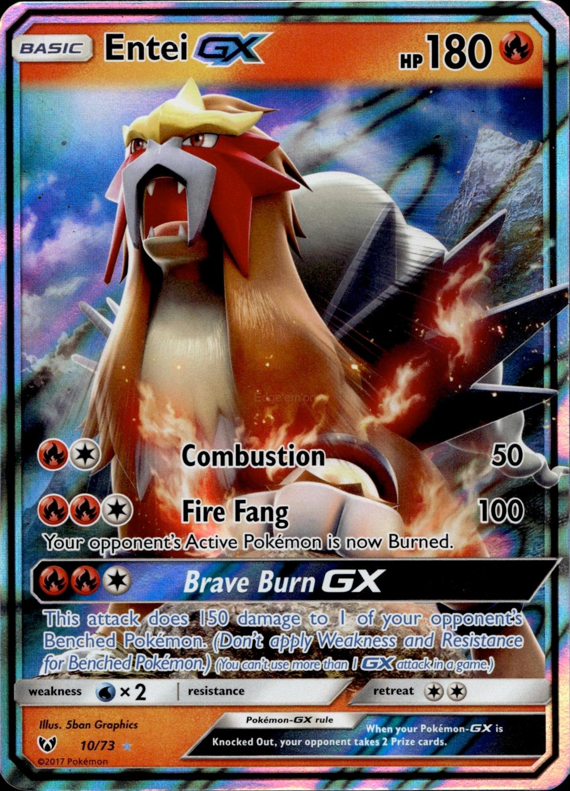 Entei GX 10/73 LP GX Rare Shining Legends Pokemon Holo