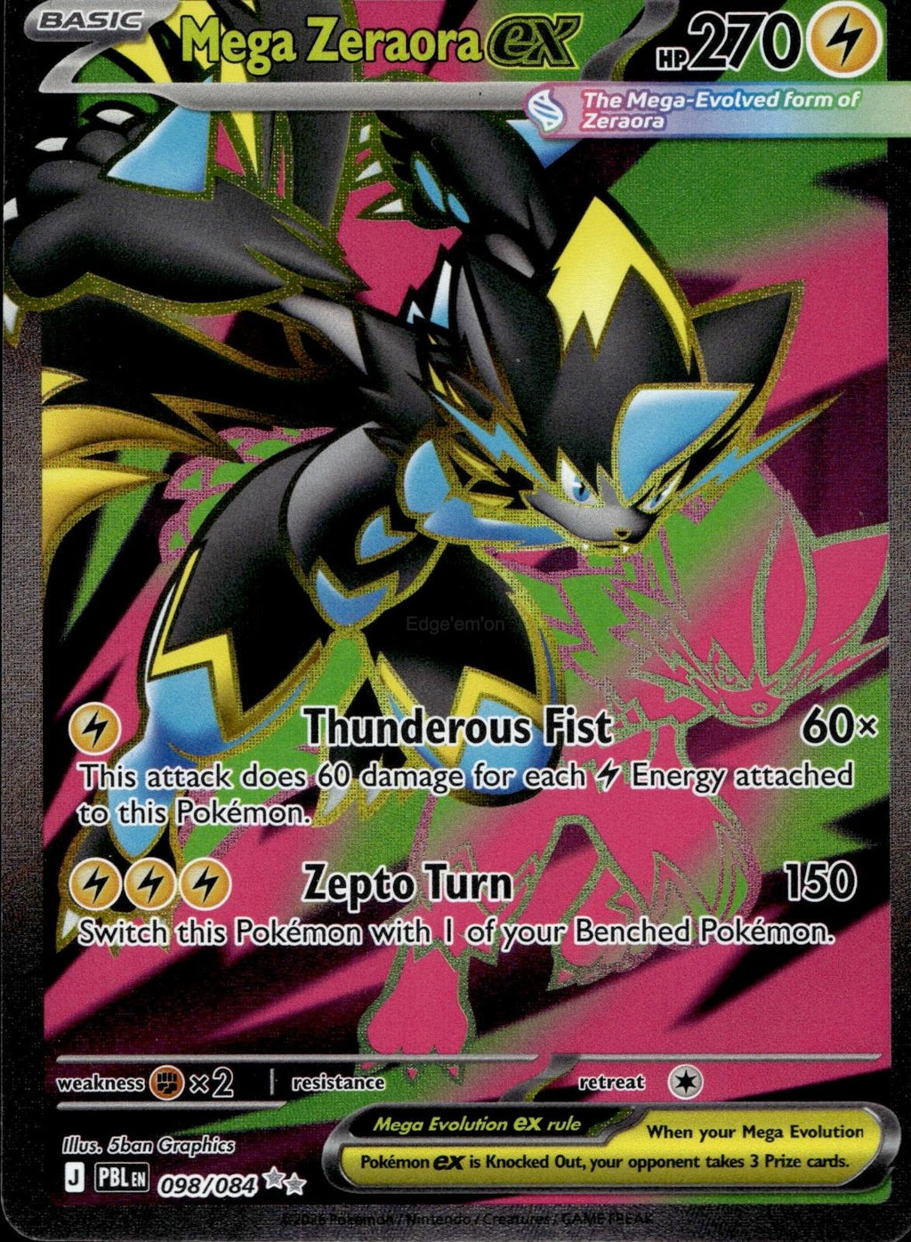 Mega Zeraora ex 098/084 NM/M Ultra Rare Pitch Black Pokemon Holo